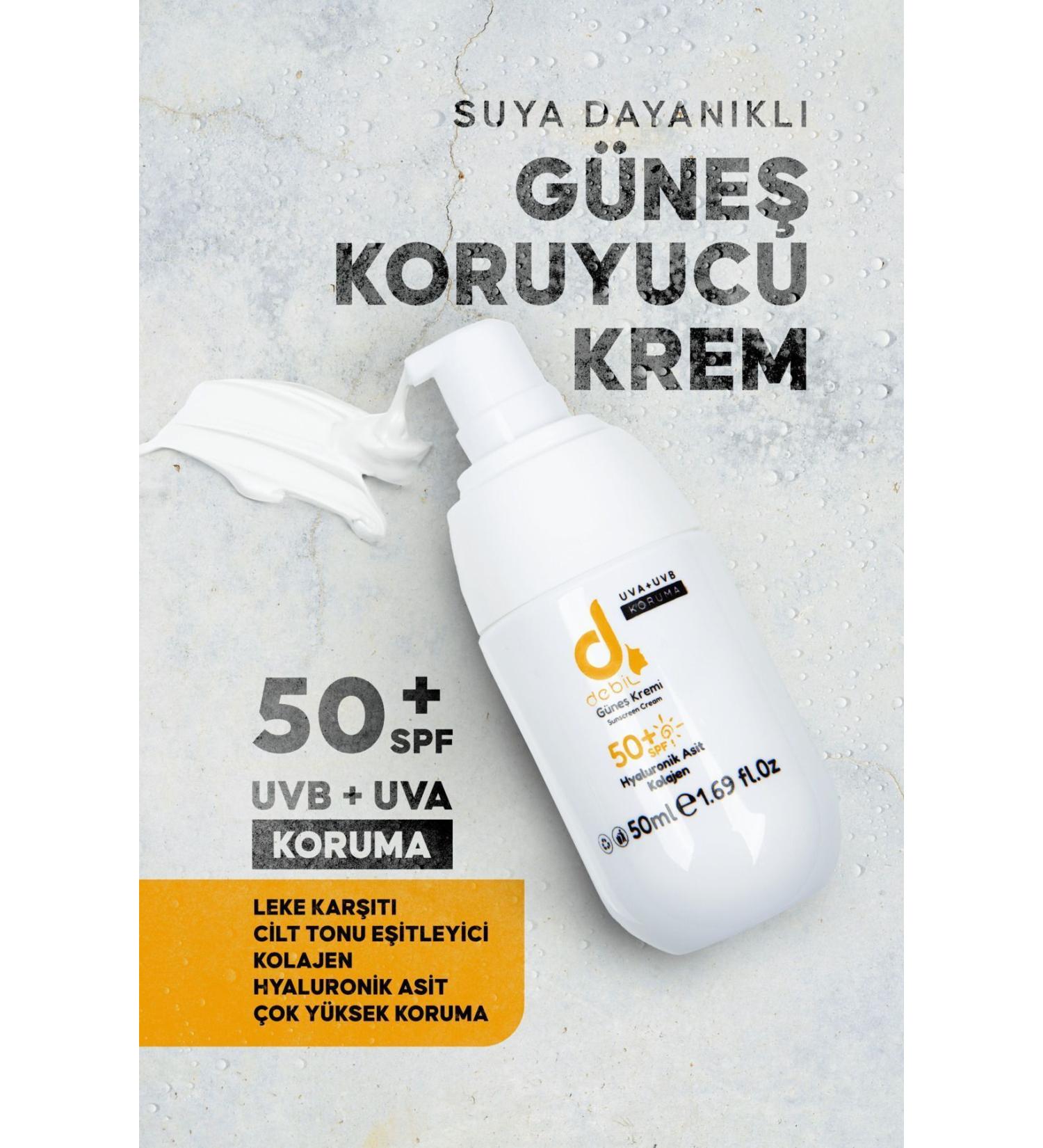 Debil 50 Spf - UV High Protection Face Sunscreen for All Skin Types (Collagen and Hyaluronic Acid) - Buy Online on GoSupps.com