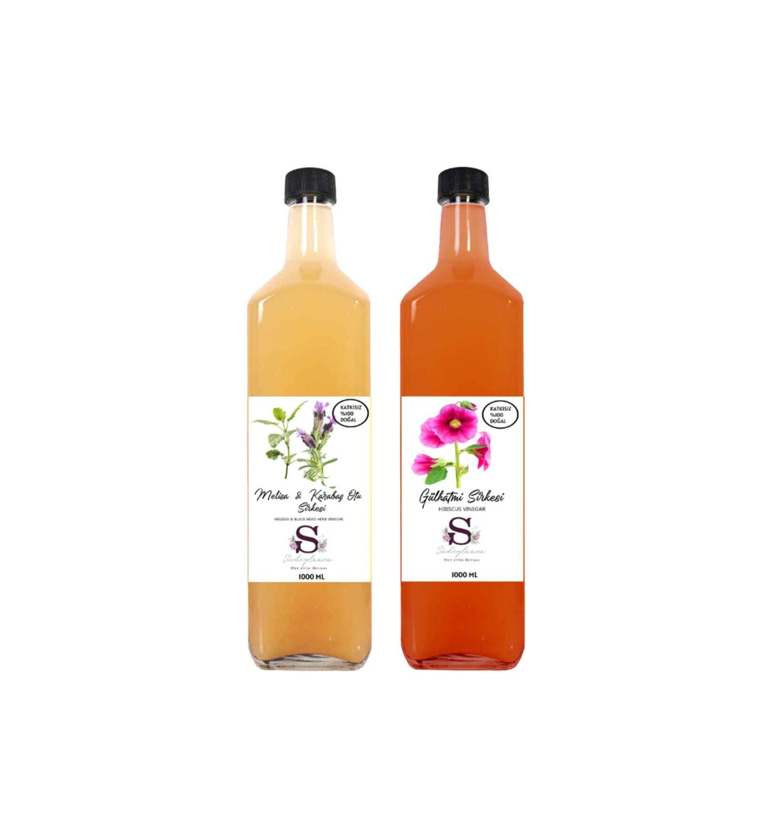 Suheylaana Natural Melissa & Black Pepper Vinegar 1000 ml and Hollyhock Vinegar 1000 ml