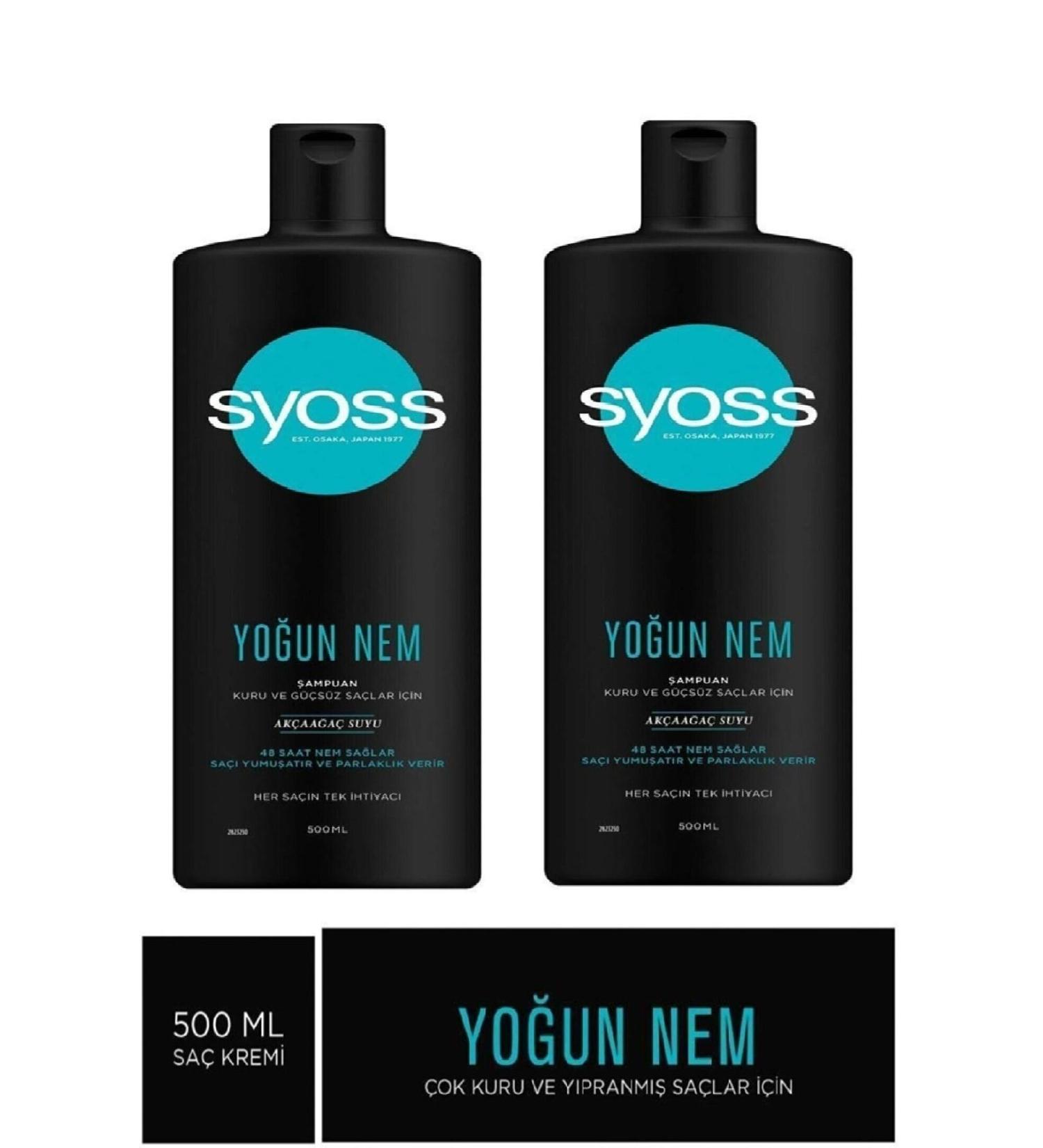 Syoss Intensive Moisture Shampoo for Dry and Weak Hair 500 Ml X 2 Pieces - Buy Online on GoSupps.com
