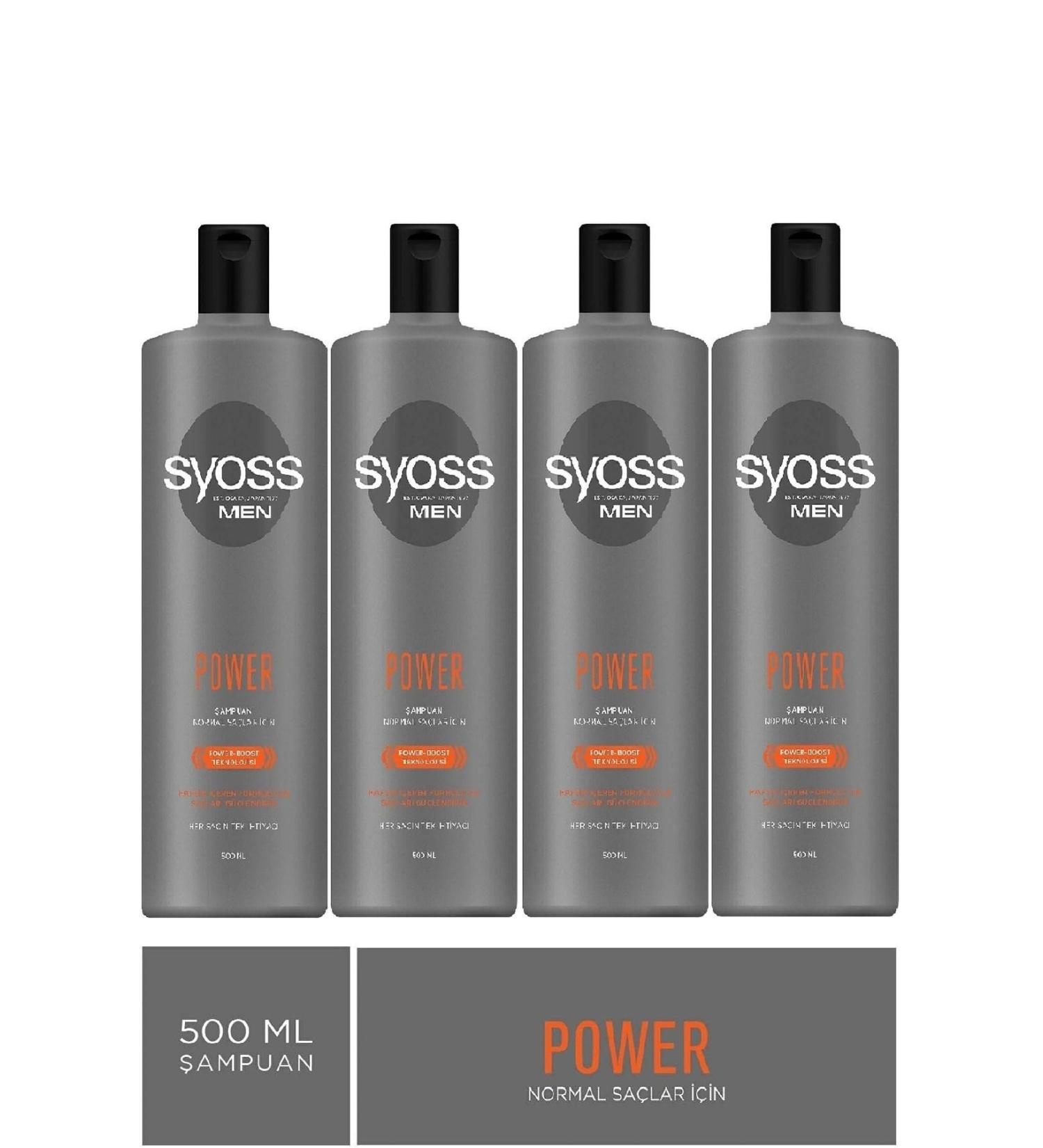 Syoss Power Caffeine Shampoo for Normal Hair 500 Ml X 4 Pieces