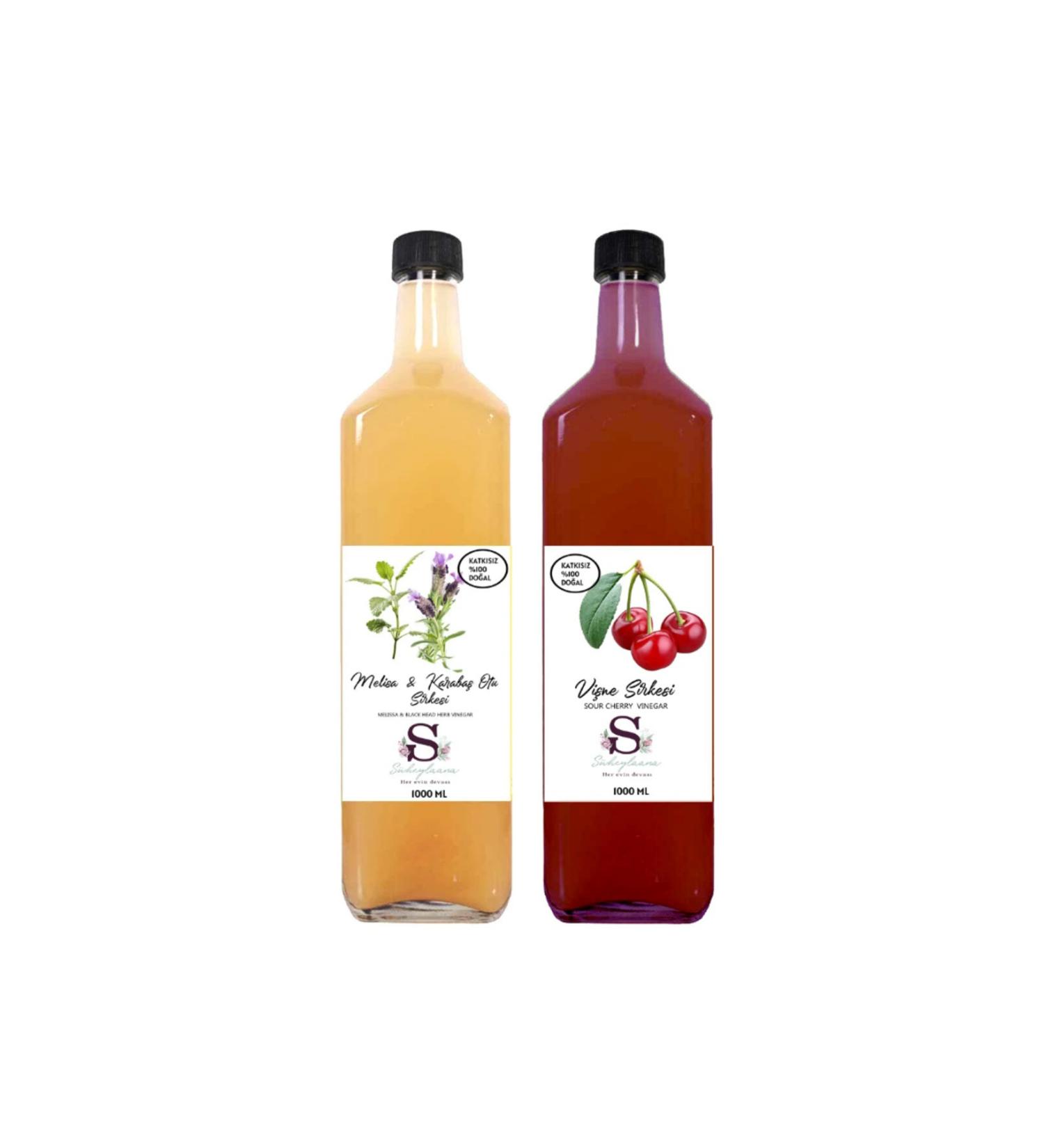S heylaana Natural Melissa & Black Pepper Vinegar 1000 ml and Sour Cherry Vinegar 1000 ml