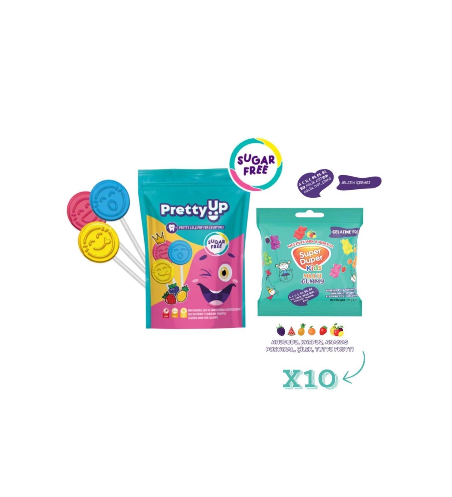 Super Duper Multivitamin and Mineral Jelly (Kids Multi Gummy) 20gx10 & Pretty Up Sugar Free Lollipop 55g - Buy Online on GoSupps.com