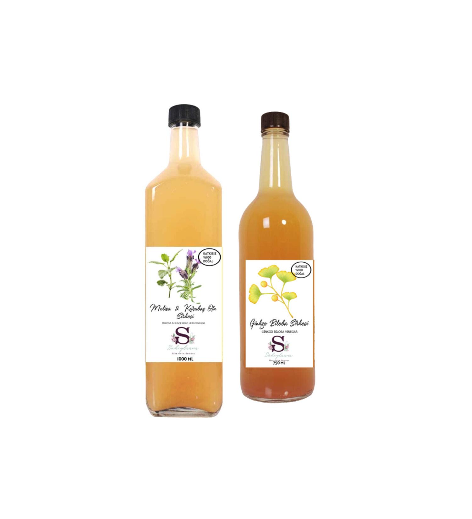 Suheylaana Natural Melissa & Black Pepper Vinegar 1000 ml and Ginkgo Biloba Vinegar 750 ml