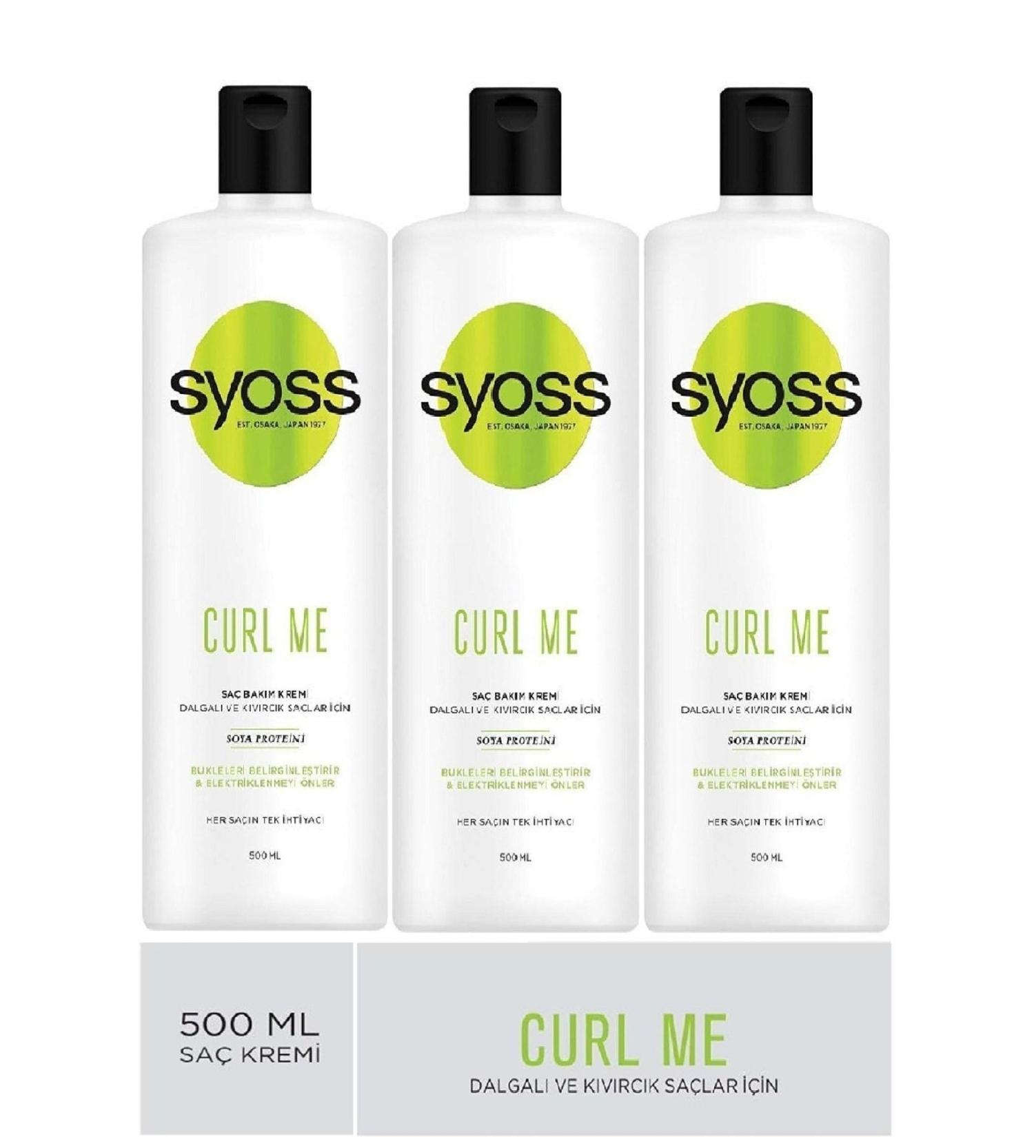 Syoss Curle Me Soy Protein Hair Care Cream for Wavy and Curly Hair 500 Ml X 3pcs - Buy Online on GoSupps.com