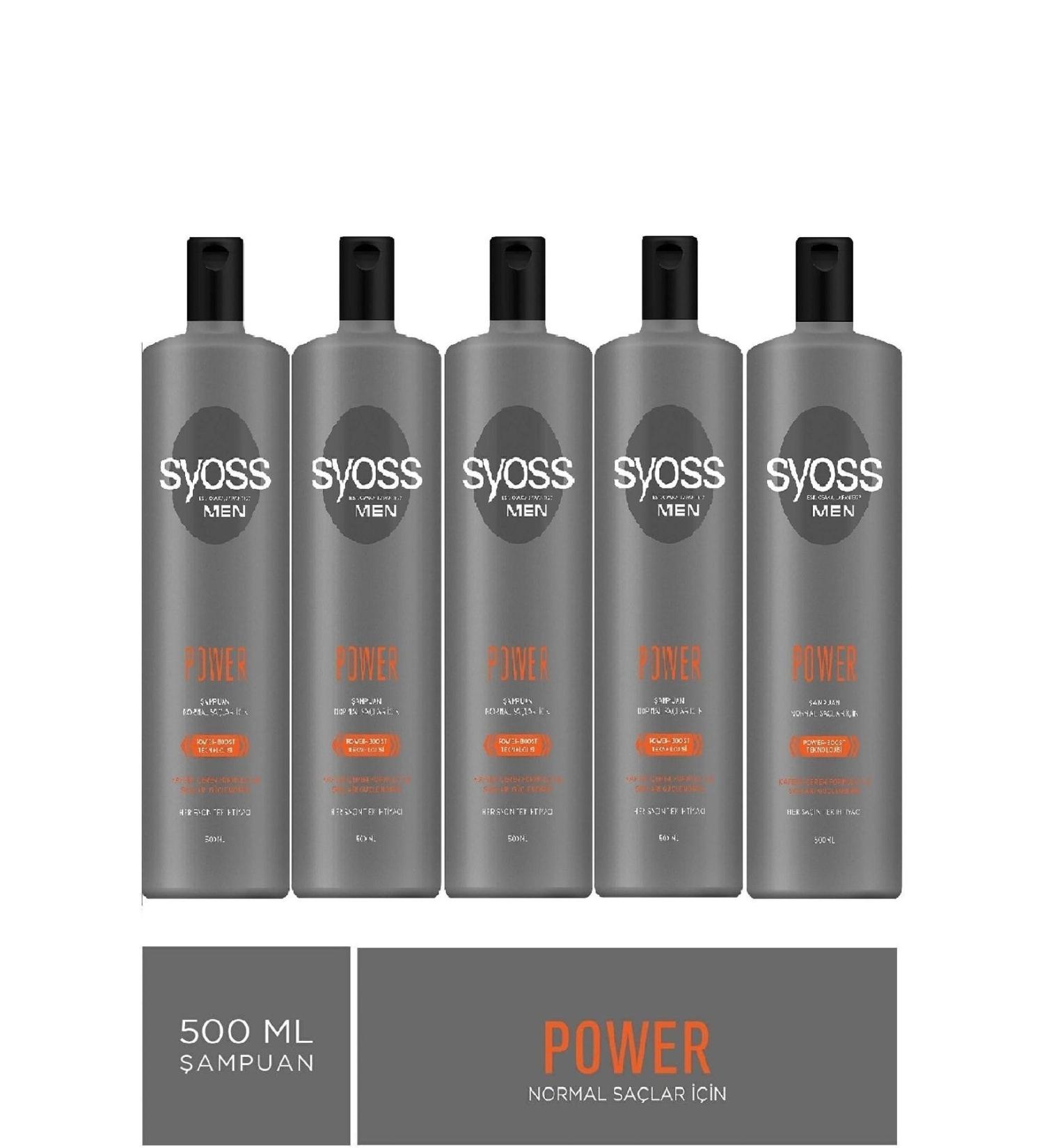 Syoss Power Caffeine Shampoo for Normal Hair 500 Ml X 5 Pieces