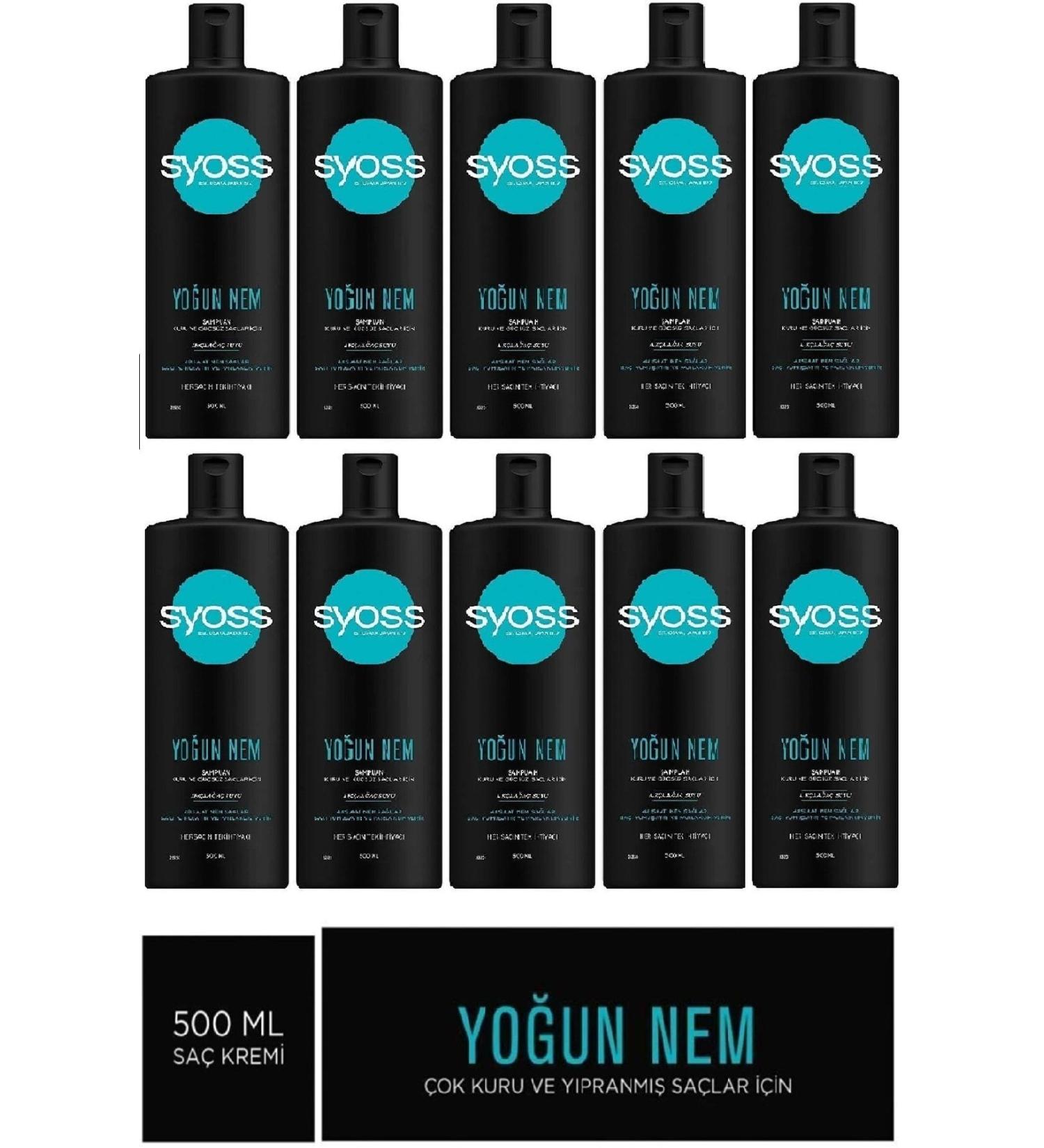 Syoss Intensive Moisture Shampoo for Dry and Weak Hair 500 Ml X 10 Pieces (Box) - Buy Online on GoSupps.com