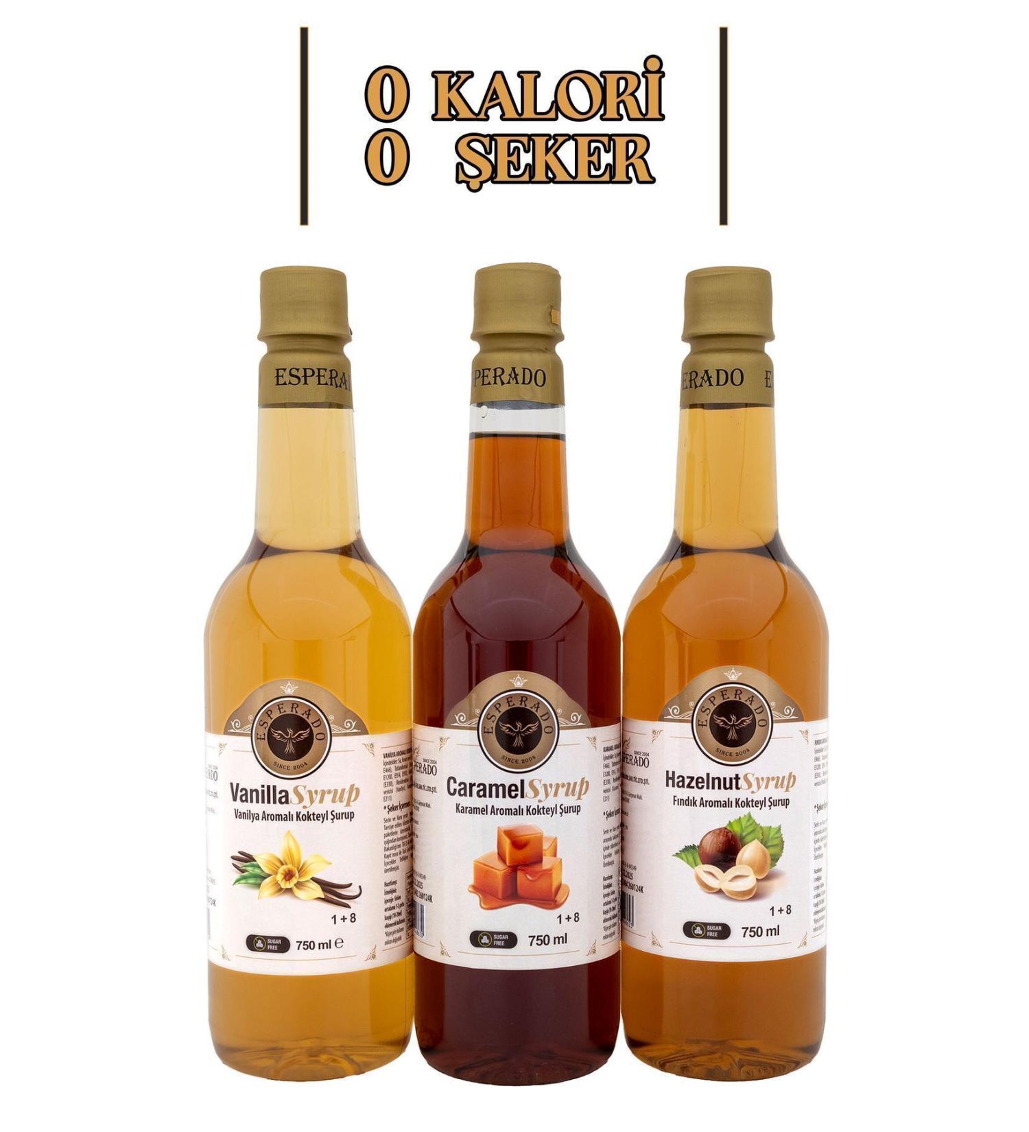 ESPERADO Sugar Free - Vanilla * Caramel * Hazelnut Flavored Coffee Syrup - Set of 3 - 750 ml X 3 Pcs. - Buy Online on GoSupps.com
