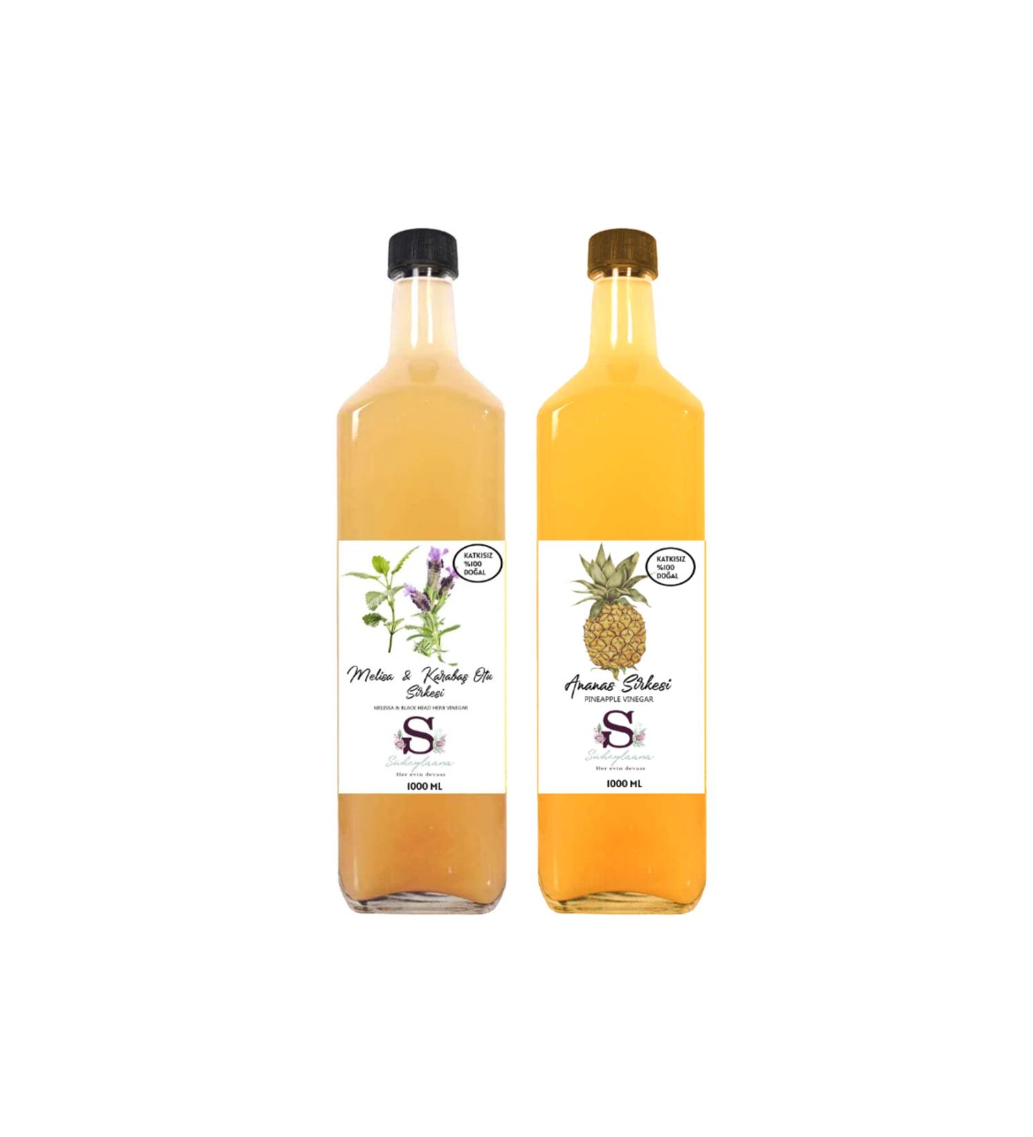 Suheylaana Natural Melissa & Black Pepper Vinegar 1000 ml and Pineapple Vinegar 1000 ml