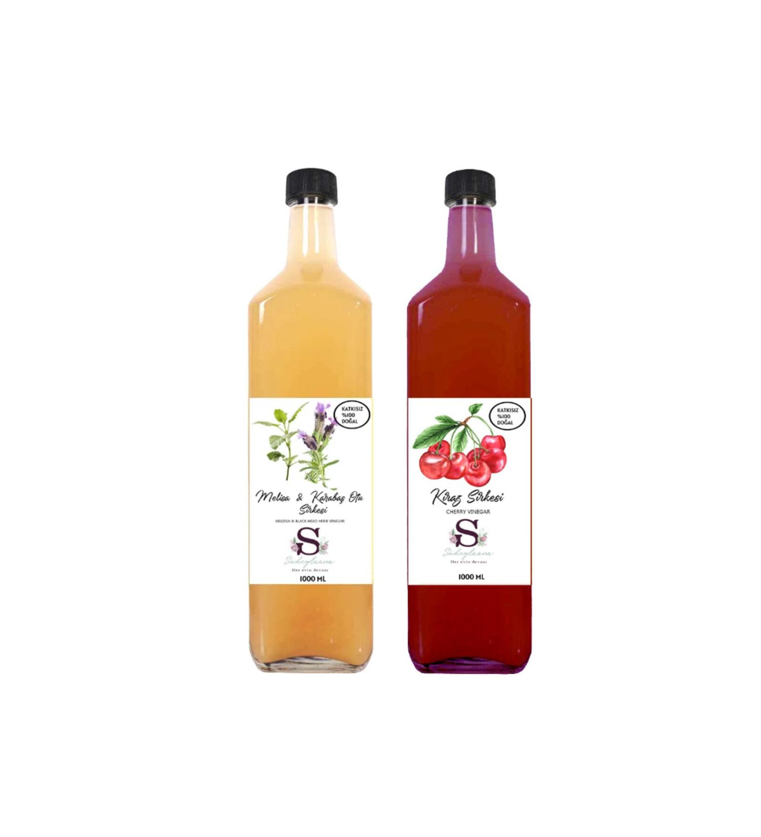 Suheylaana Natural Melissa & Black Pepper Vinegar 1000 ml and Cherry Vinegar 1000 ml