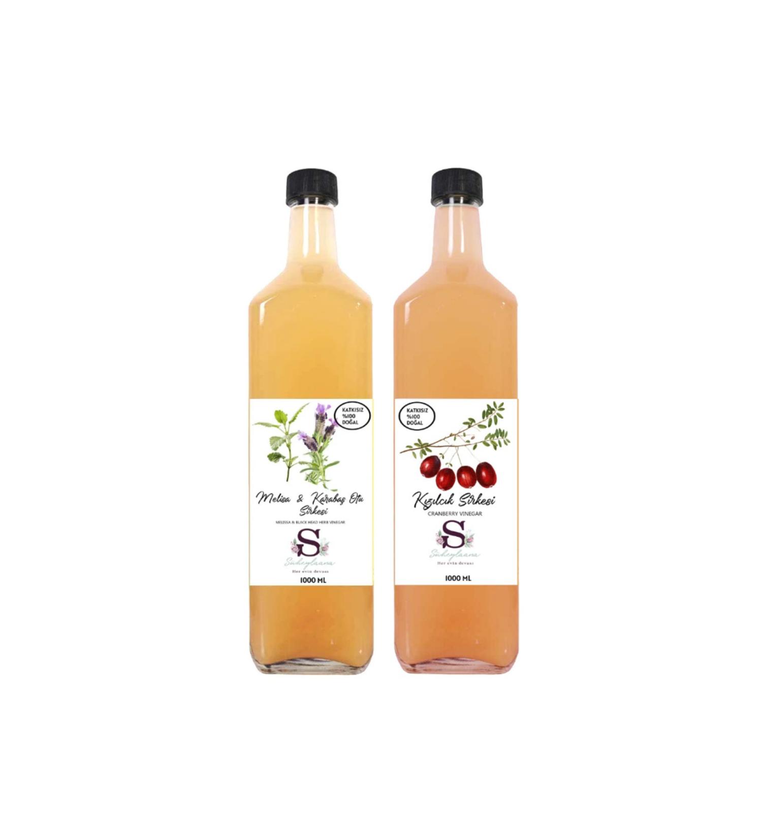 Suheylaana Natural Melissa & Black Pepper Vinegar 1000 ml and Cranberry Vinegar 1000 ml