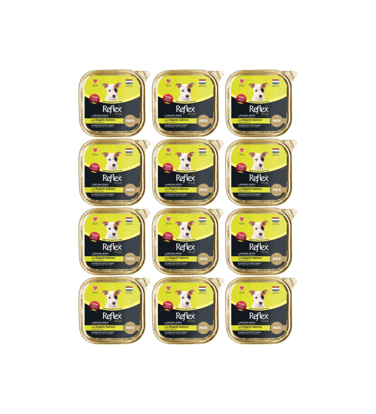 Reflex Pate Organic Salmon Canned Food for Mini and Small Breed Puppy Dogs 85gr - 12 Pieces