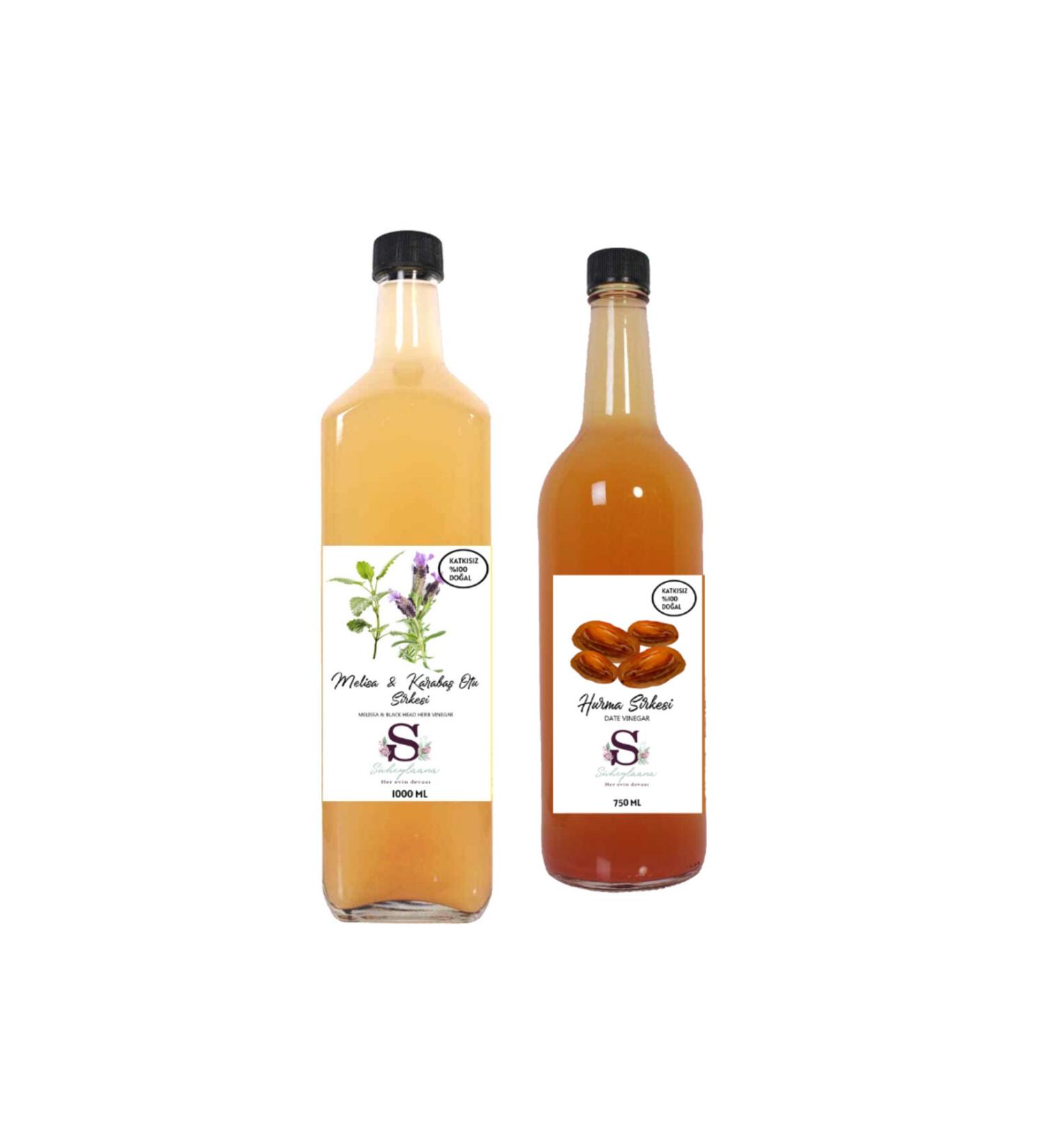 Suheylaana Natural Melissa & Black Pepper Vinegar 1000 ml and Date Vinegar 750 ml