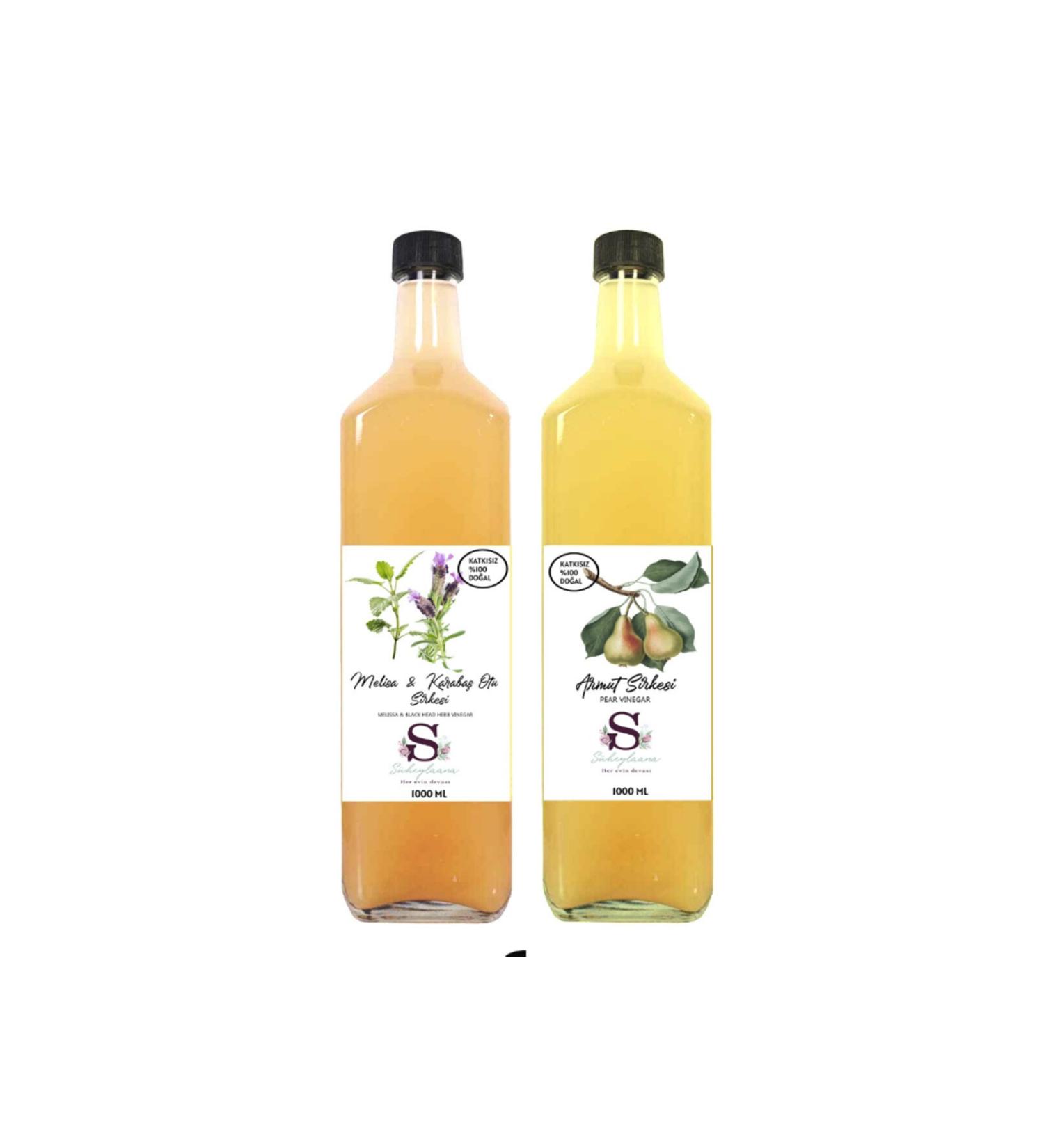Suheylaana Natural Melissa & Black Pepper Vinegar 1000 ml and Pear Vinegar 1000 ml