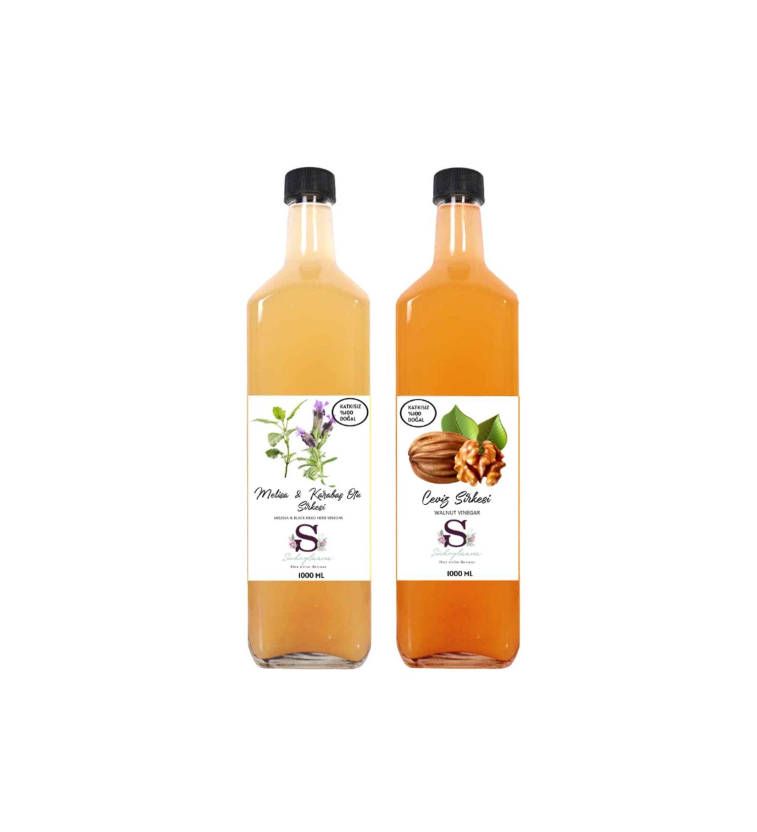 Suheylaana Natural Melissa & Black Pepper Vinegar 1000 ml and Walnut Vinegar 1000 ml
