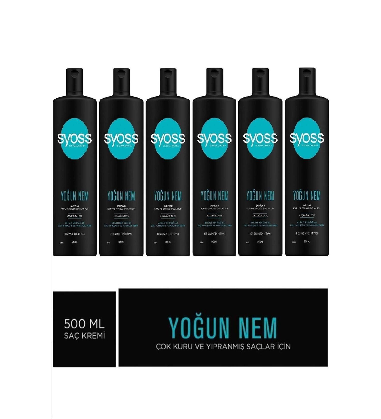 Syoss Intensive Moisture Shampoo for Dry and Weak Hair 500 Ml X 6 Pieces (Box)