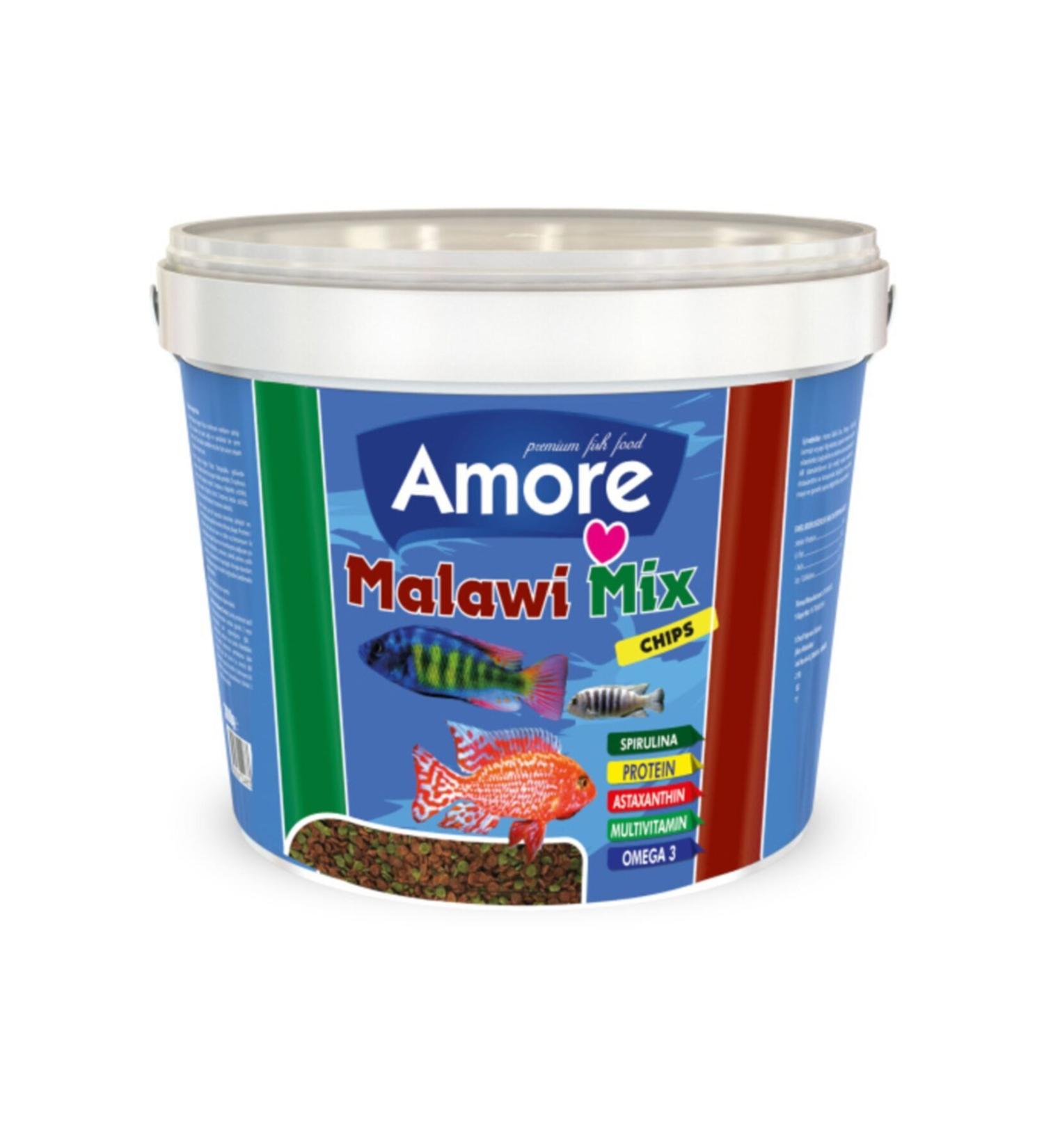 AMORE Malawi Cichlid Mix Chips 3kg Bucket Tanganyika Cichlid Spirulina Algae Mixed Aquarium Fish Food