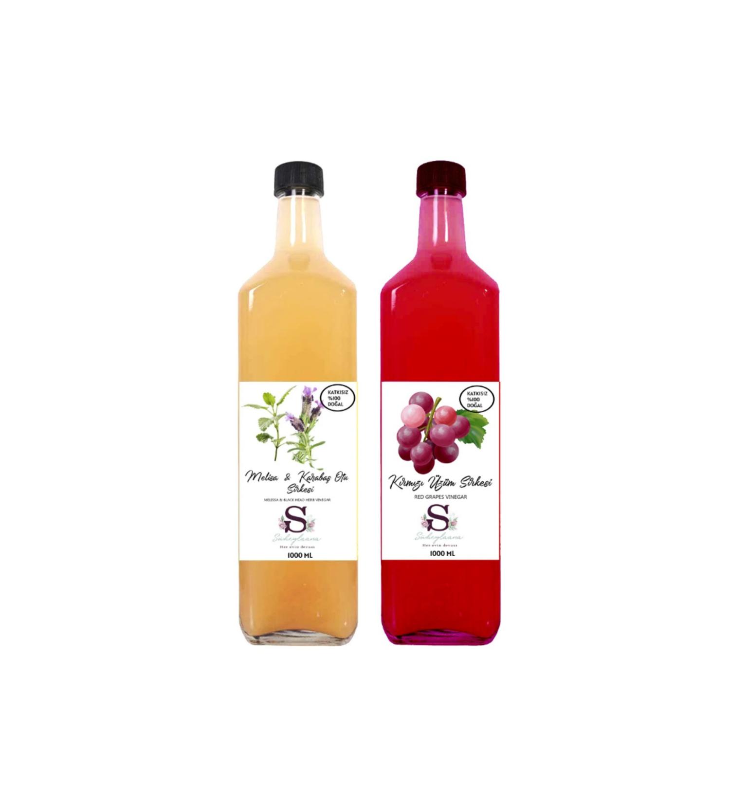 Suheylaana Natural Melissa & Black Pepper Vinegar 1000 ml and Red Grape Vinegar 1000 ml