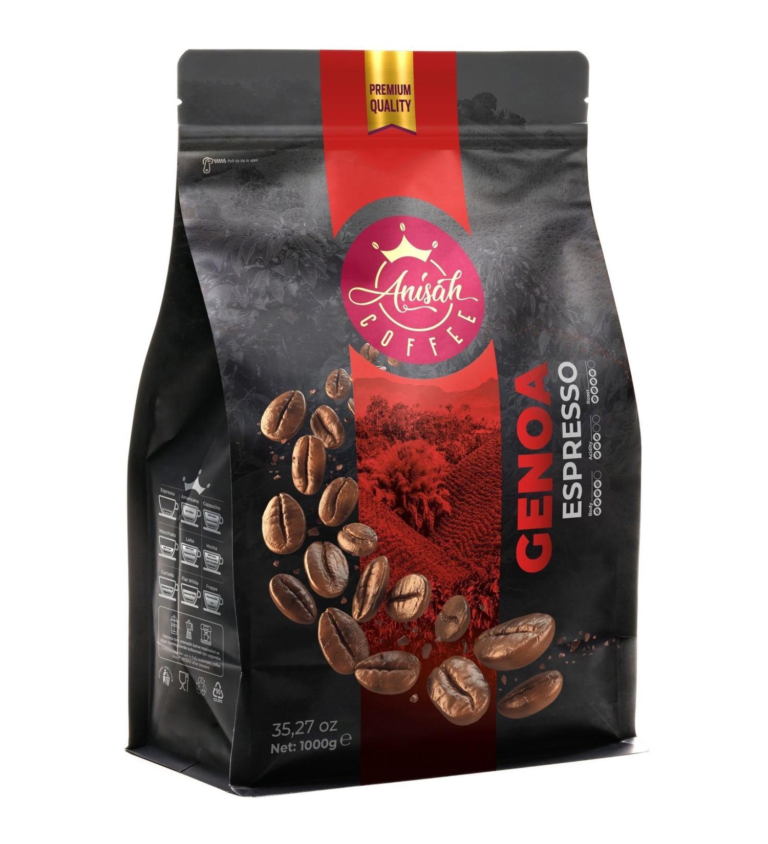 Anisah Coffee Genoa Espresso Bean Coffee | 1000g | Aromatic Taste and Rich Cream