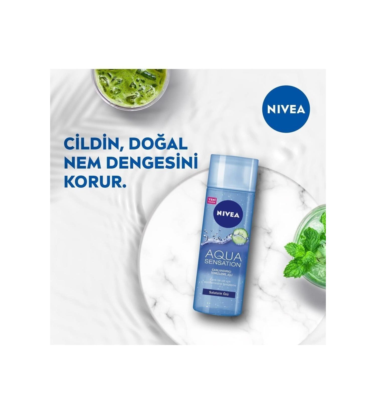 NIVEA Facial Cleansing Gel Aqua Sensation Revitalizing 200 Ml Cucumber Extract --Unique Beauty-- - Buy Online on GoSupps.com