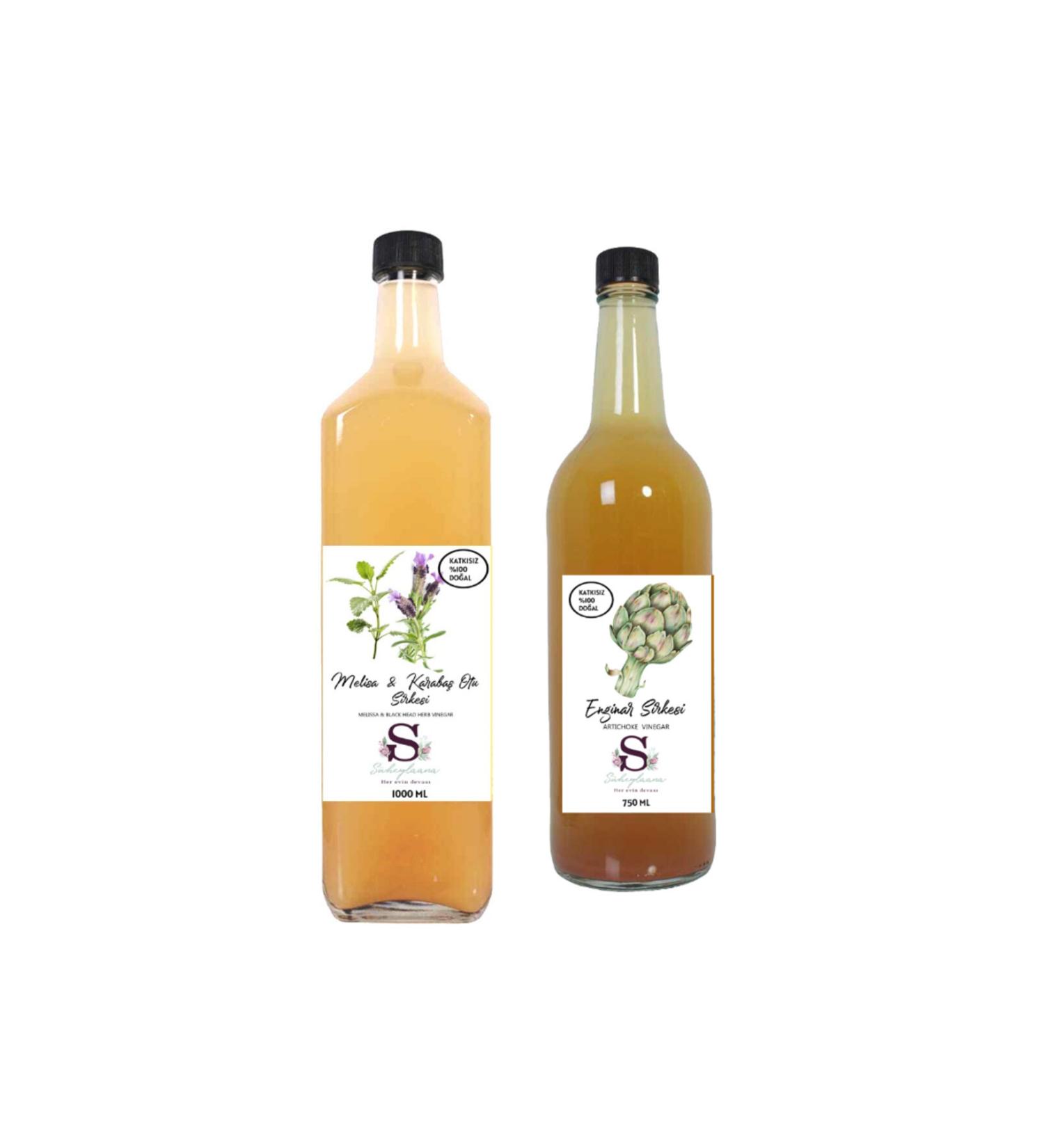 S heylaana Natural Melissa & Black Pepper Vinegar 1000 ml and Artichoke Vinegar 750 ml