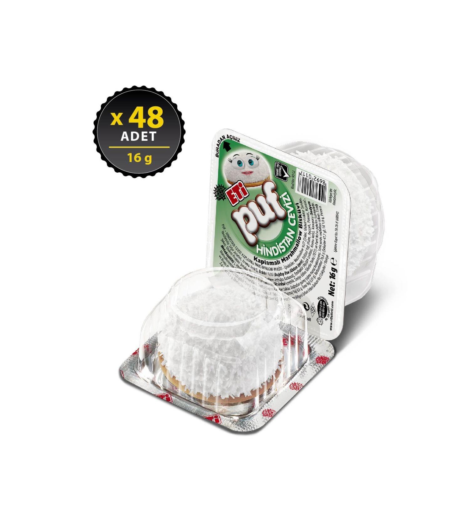 Eti Puf Coconut Biscuits 16 g x 48 Pieces