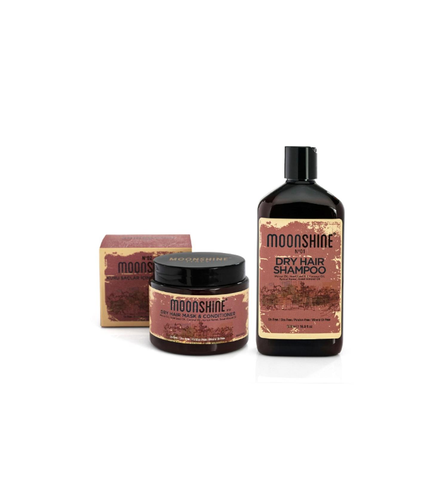 moonshine Dry Set - Shampoo for Dry Hair 500ml & Mask&conditioner for Dry Hair 500ml