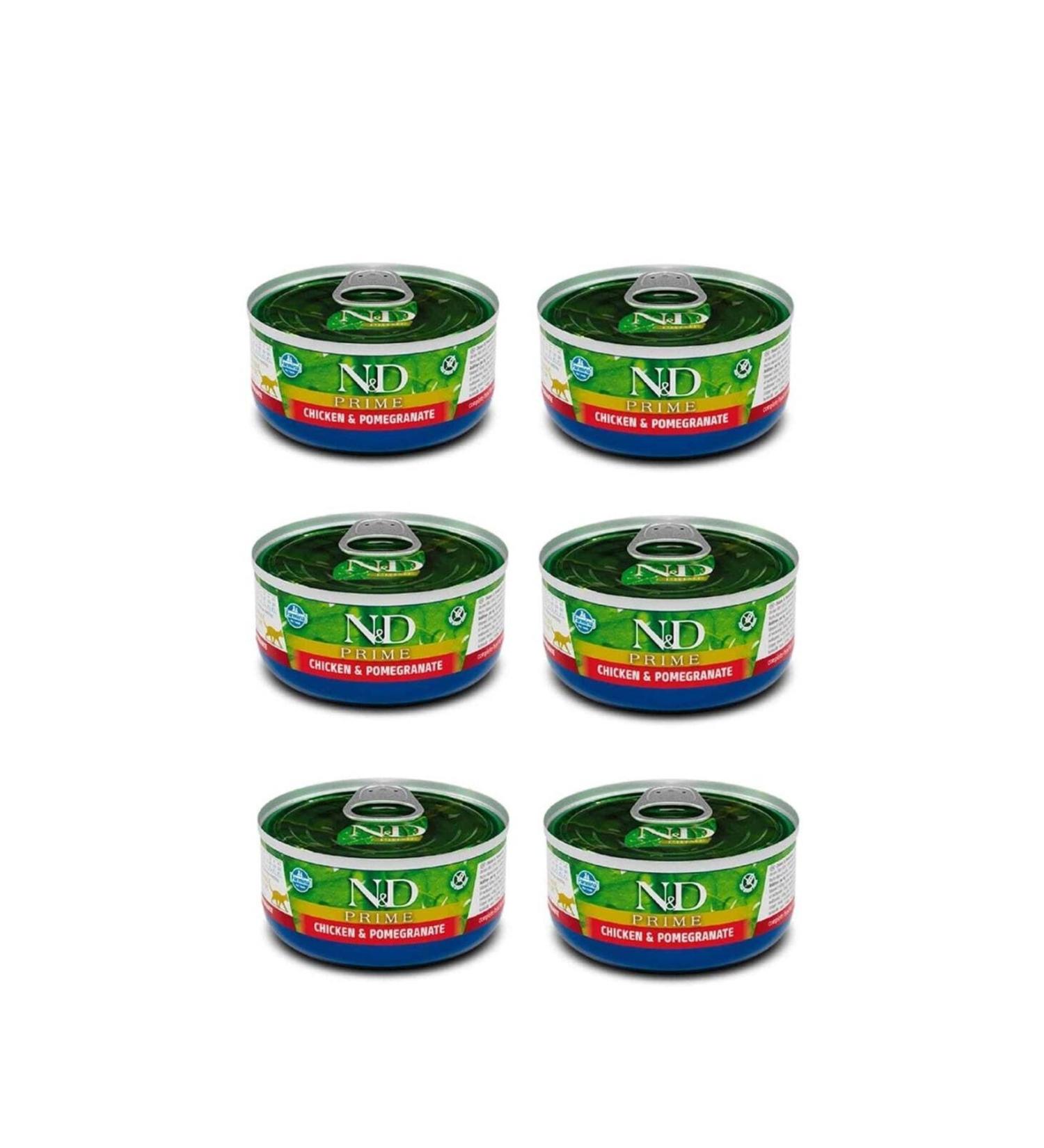 N & D Prime Adult Cat Canned Chicken and Pomegranate Adult 70 Gr 6 Pieces