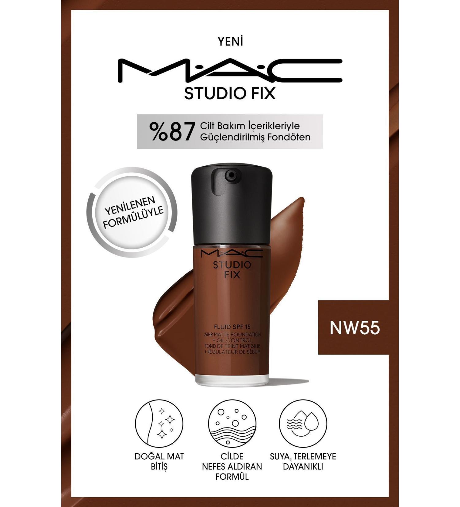 Mac NEW NATURAL MATTE FINISH STUDIO FIX FLUID SPF 15 MATTE FOUNDATION-NW55 30 ML KEYON2921