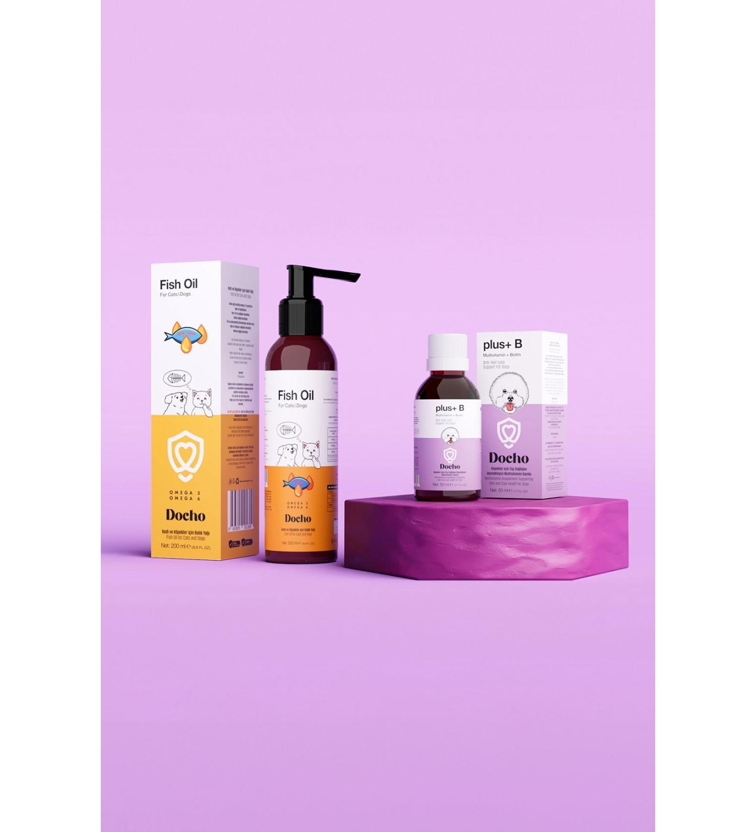 Docho Fish Oil for Cats and Dogs 200 ml and Coat Health Support Drops for Dogs 50 ml - Buy Online on GoSupps.com