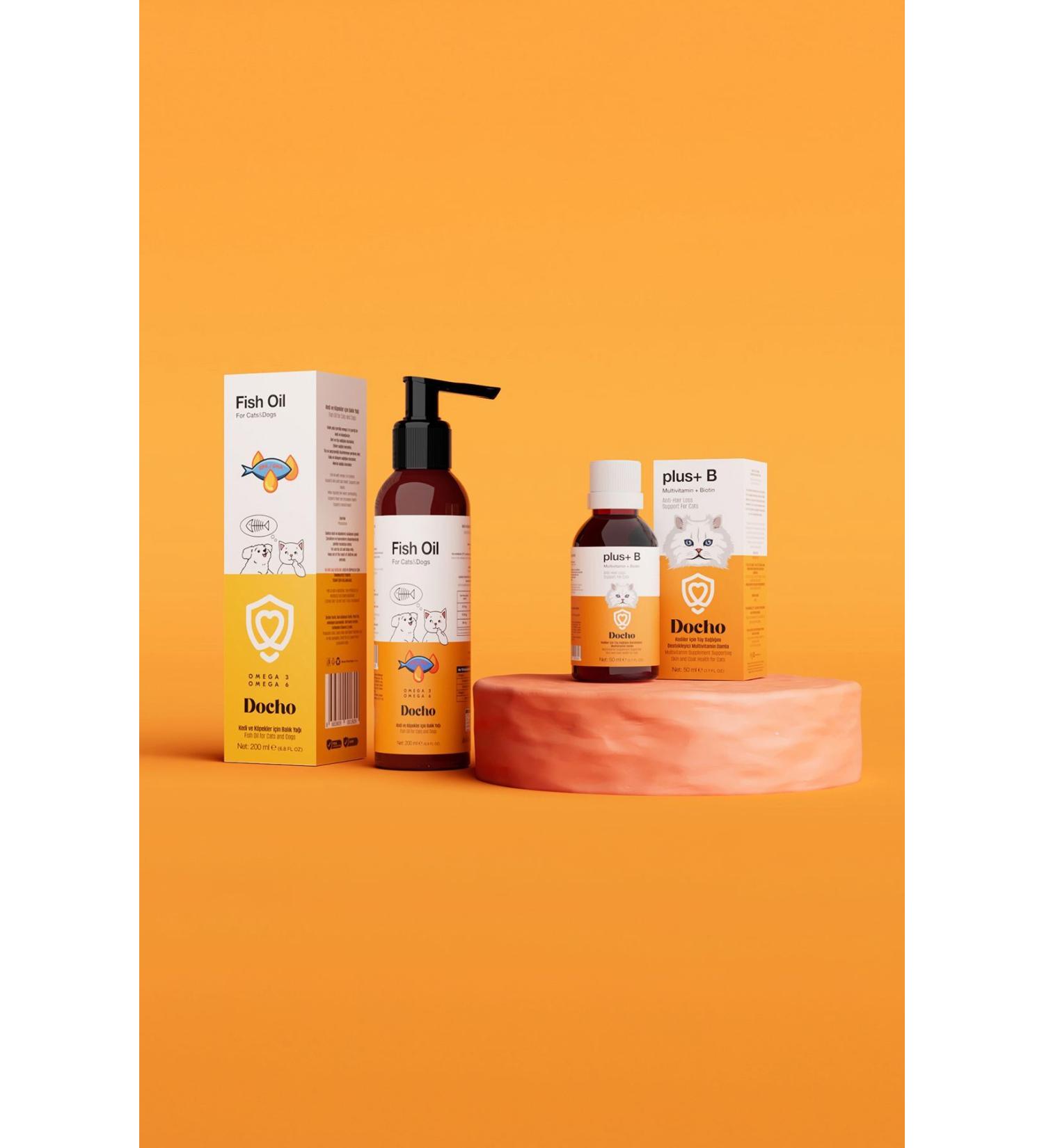 Docho Fish Oil for Cats and Dogs 200 ml and Cat Hair Health Support Drops 50 ml S - Buy Online on GoSupps.com