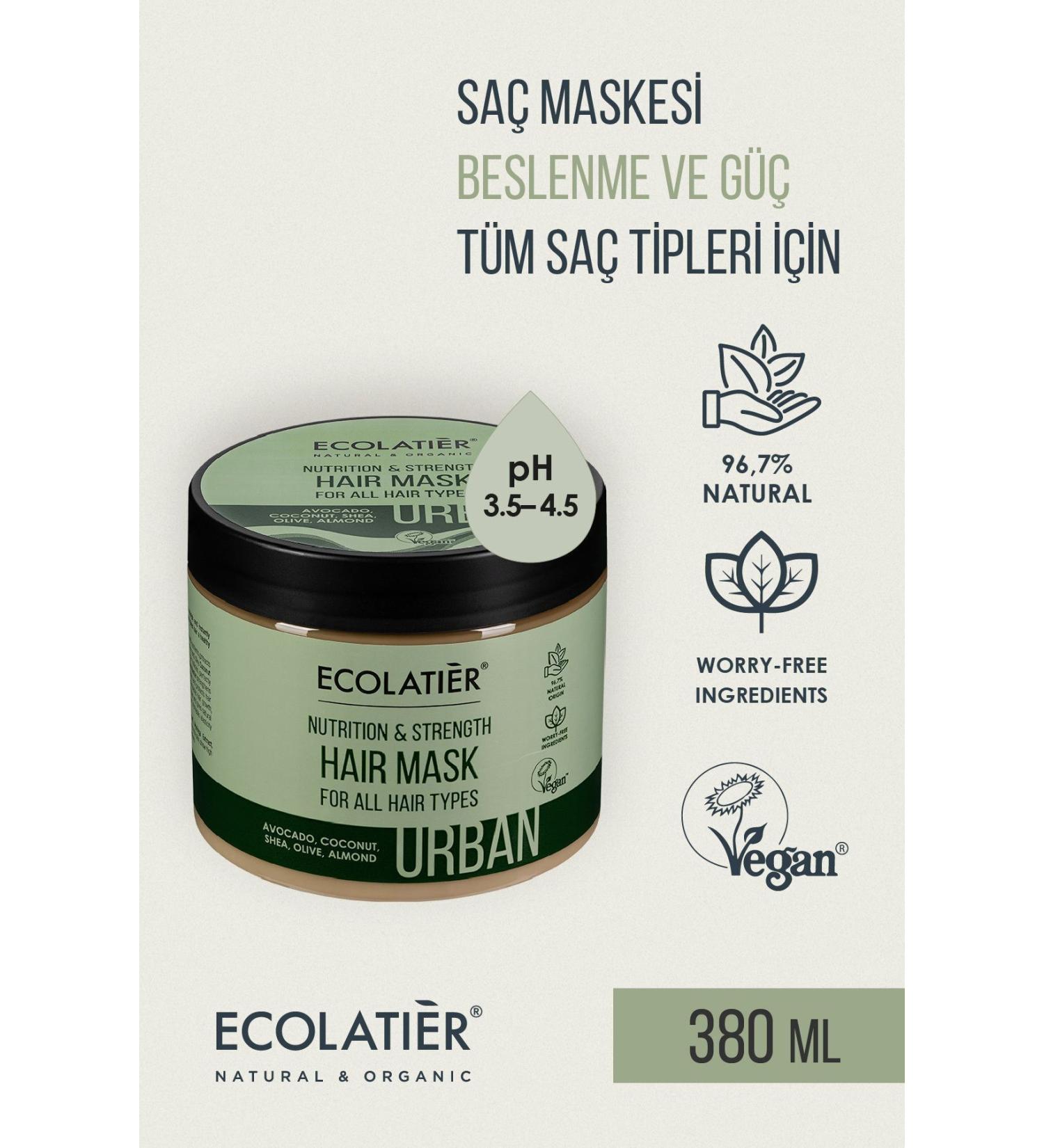 ECOLATIER Hair Care Mask Strengthening Nourishing Repairing 7 Natural Hair Moisturizer All Hair Types 380 ml - Buy Online on GoSupps.com