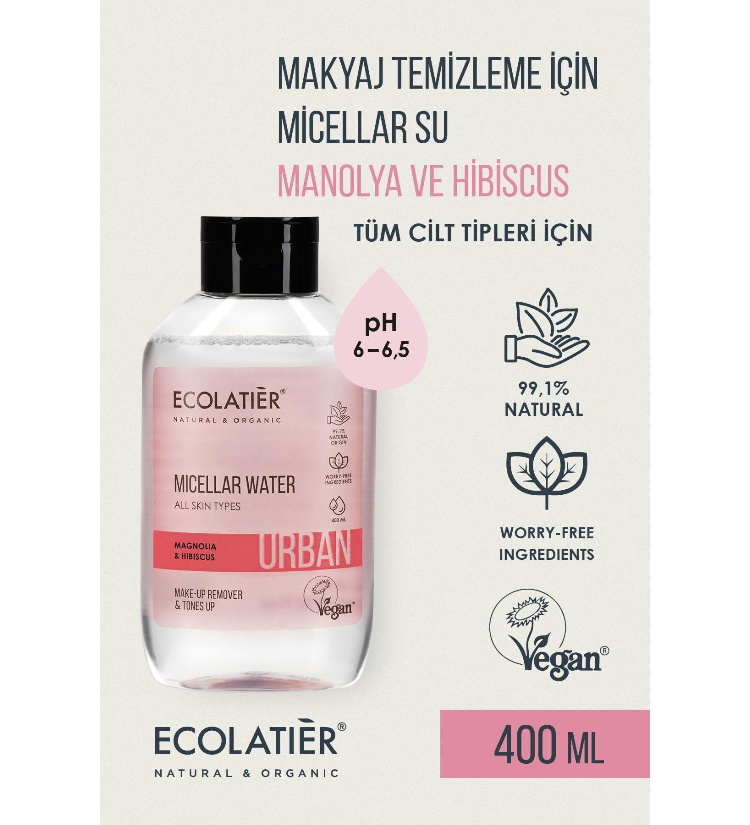 ECOLATIER Make-Up Remover Micellar Water Moisturizing 99% Natural For All Skin Types 400 ml - Buy Online on GoSupps.com