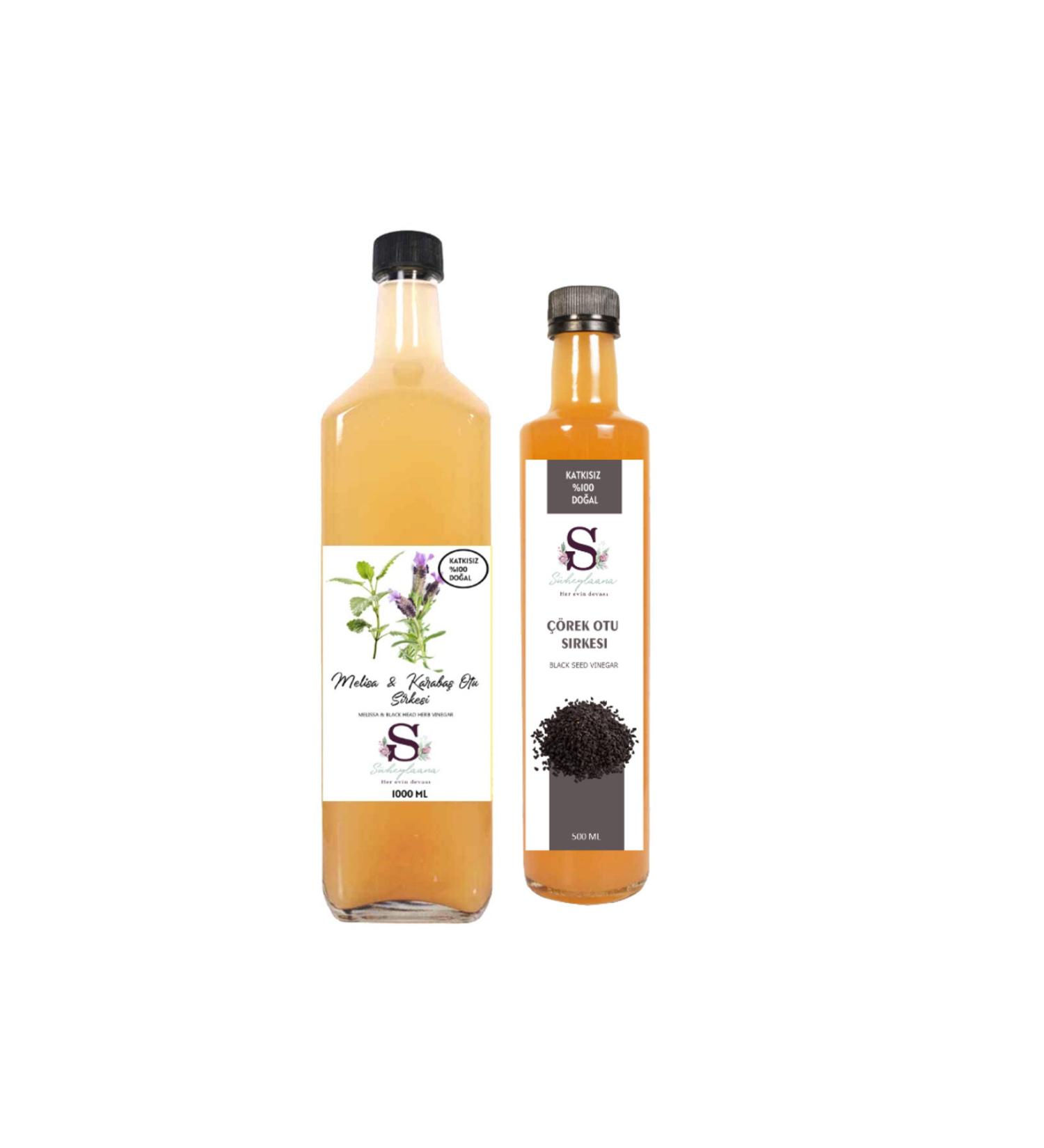 S heylaana Natural Melissa & Black Cumin Vinegar 1000 ml and Black Cumin Vinegar 500 ml