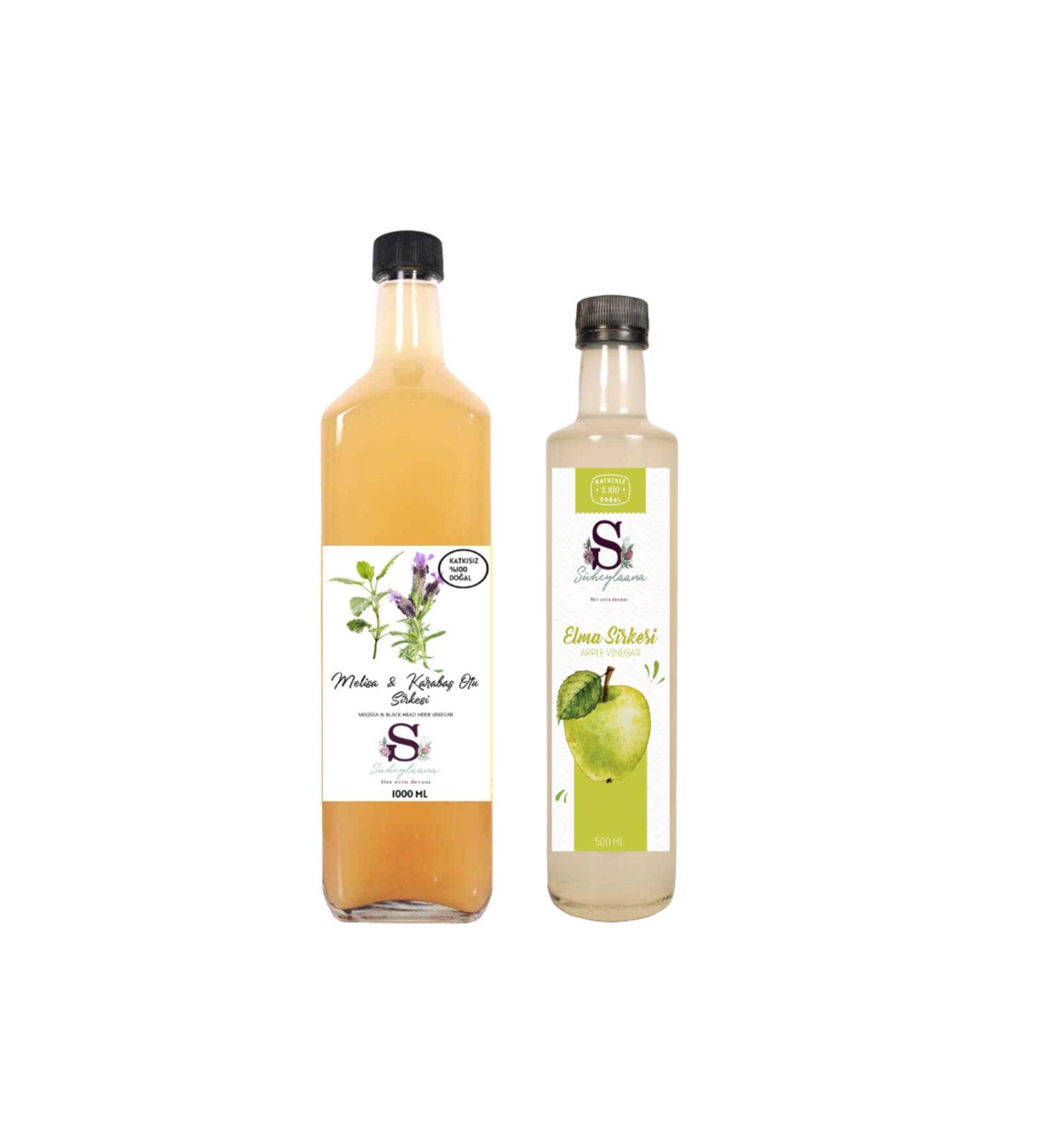 Suheylaana Natural Melissa & Black Pepper Vinegar 1000 ml and Apple Vinegar 500 ml