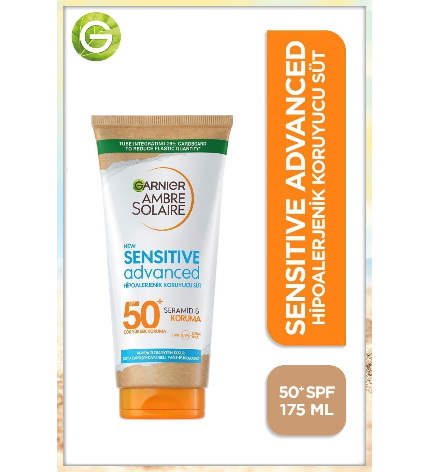 Garnier AMBRE SOLAIRE SENSITIVE ADVANCED BR GHTENING PROTECTIVE MILK SPF50 175ML KEYON2942 - Buy Online on GoSupps.com