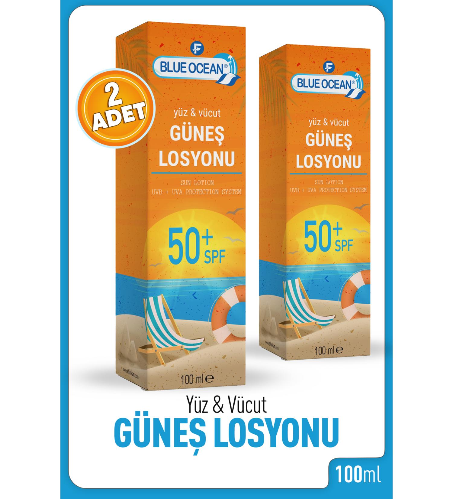 Blue Ocean Face Body Sun Lotion 50 Factor 100 Ml - 2 Boxes