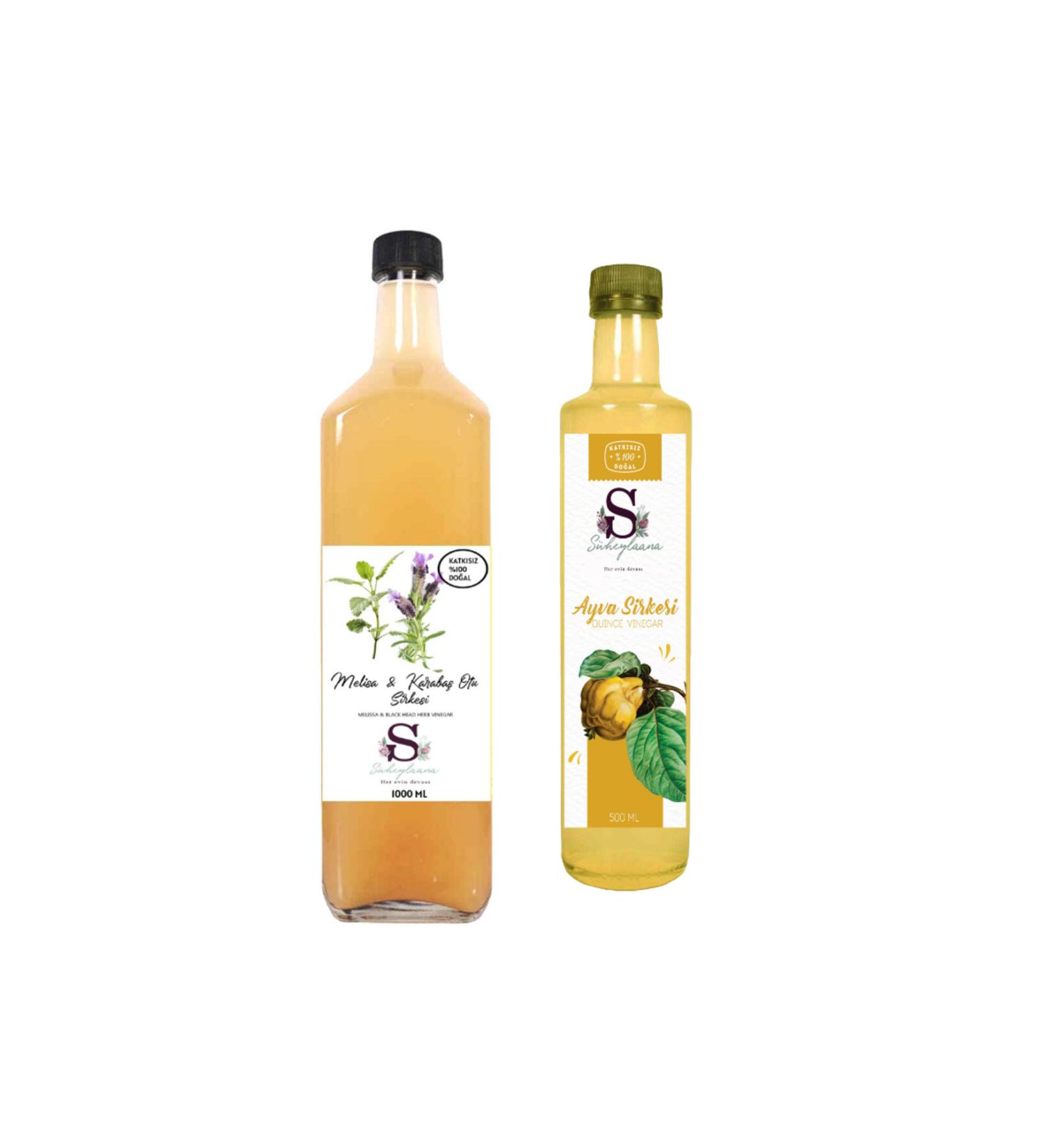 S heylaana Natural Melissa & Black Pepper Vinegar 1000 ml and Quince Vinegar 500 ml