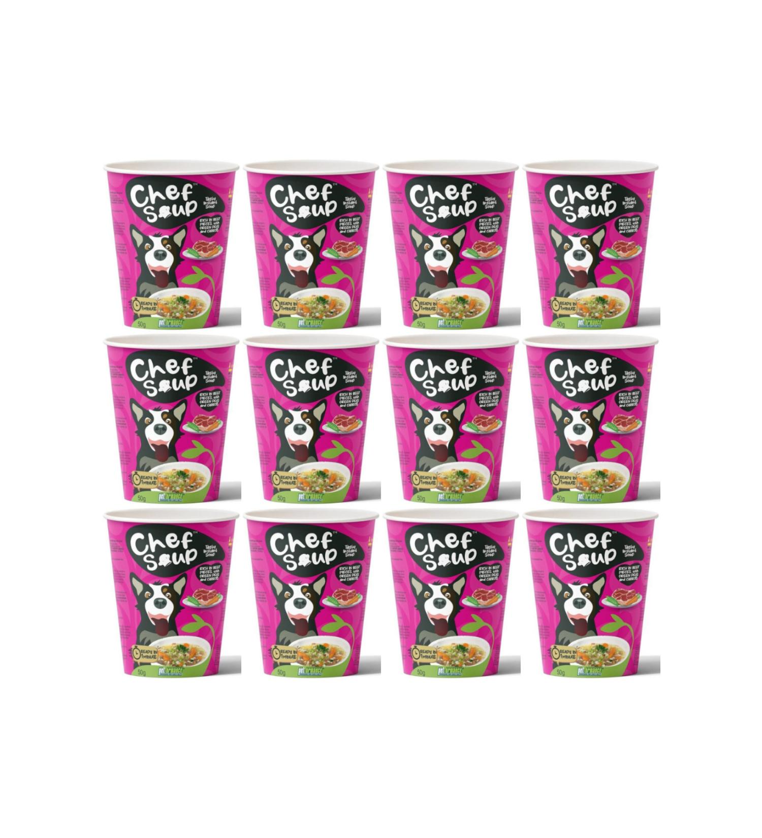 Chef Soup Beef Peas and Carrots Ready Soup 50gr - 12 Pieces