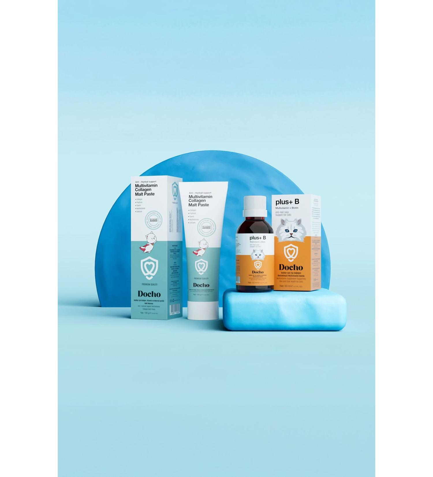 Docho Malt Cat Paste 100 gr and Cat Hair Health Support Drops 50 ml Set - Buy Online on GoSupps.com