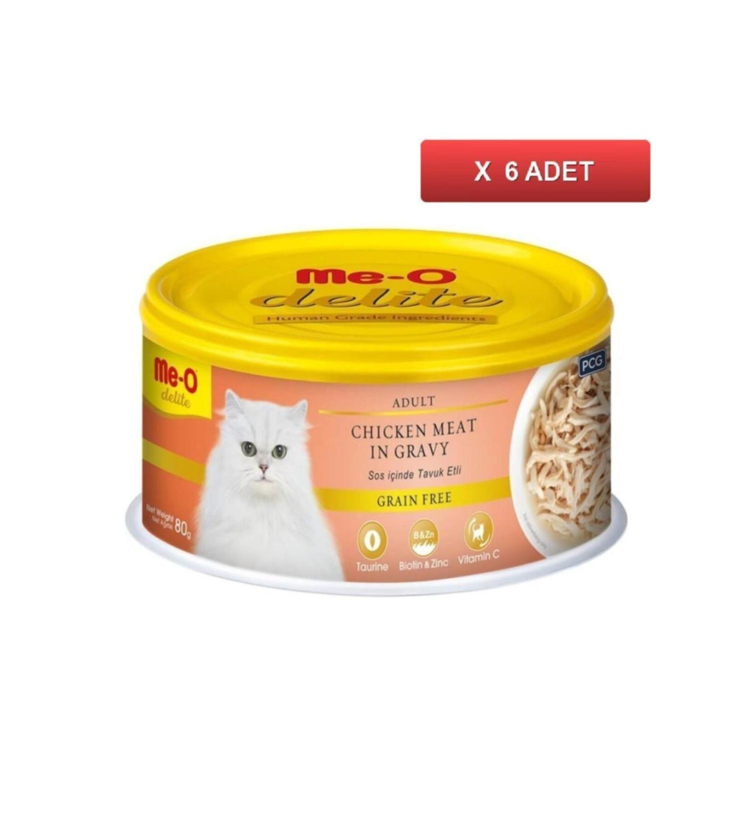 me-o Delite Chicken Grain-Free Cat Canned Food 80 Gr (6 Pieces)