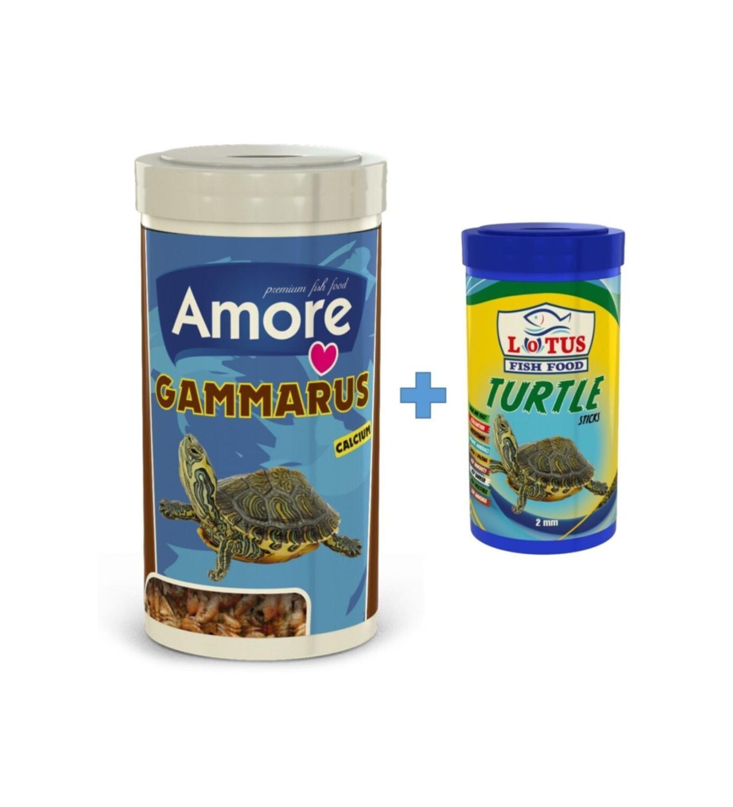 AMORE Gammarus 1000ml Lotus Turtle Sticks 250ml Reptile and Turtle Food