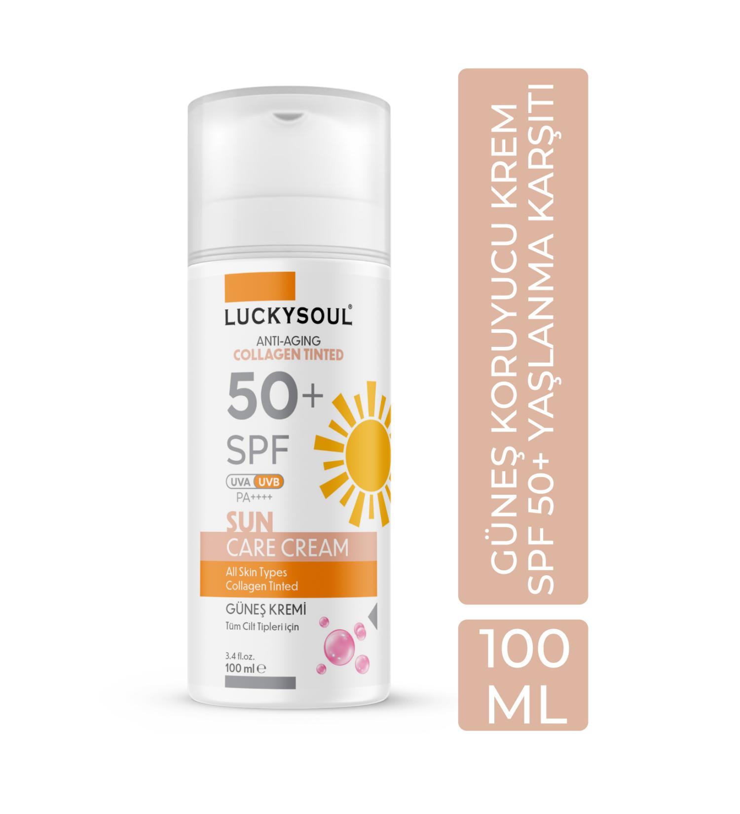 LUCKY SOUL Sun Cream (Anti-Aging Collagen Tinted) 100ml Anti-Aging - Buy Online on GoSupps.com