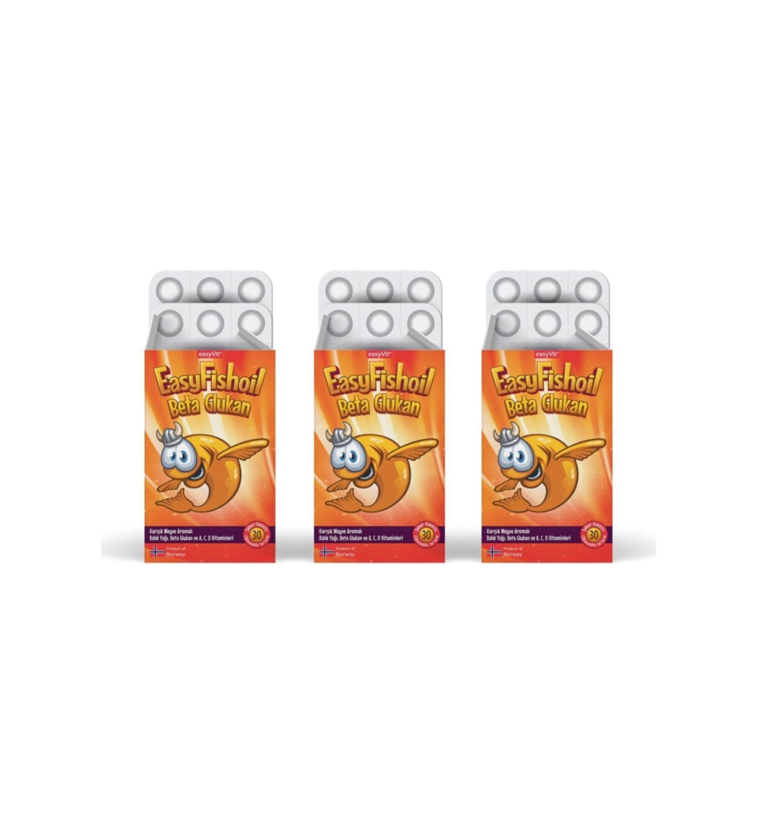 Easy Fishoil Easyvi t Easyfishoil Beta Glucan Chewable 30 Gel Tablets 3 Pack