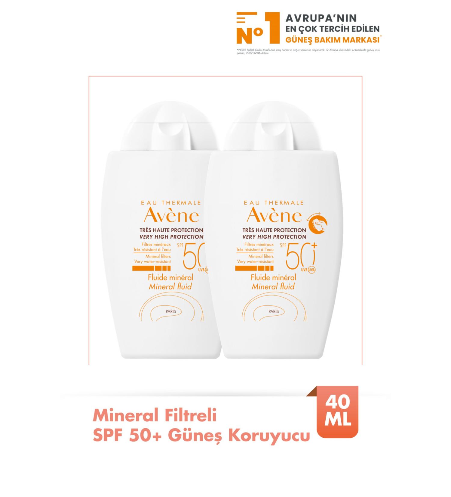 Avene Mineral Fluide SPF 50+ Mineral Filter High Protection Sunscreen 40 ml x2 DK HairCenter - Buy Online on GoSupps.com