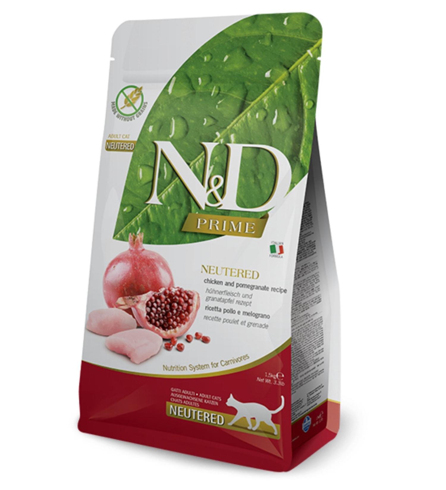 N & D Prime Neutered Grain-Free Chicken and Pomegranate Sterilized Cat Food 5kg