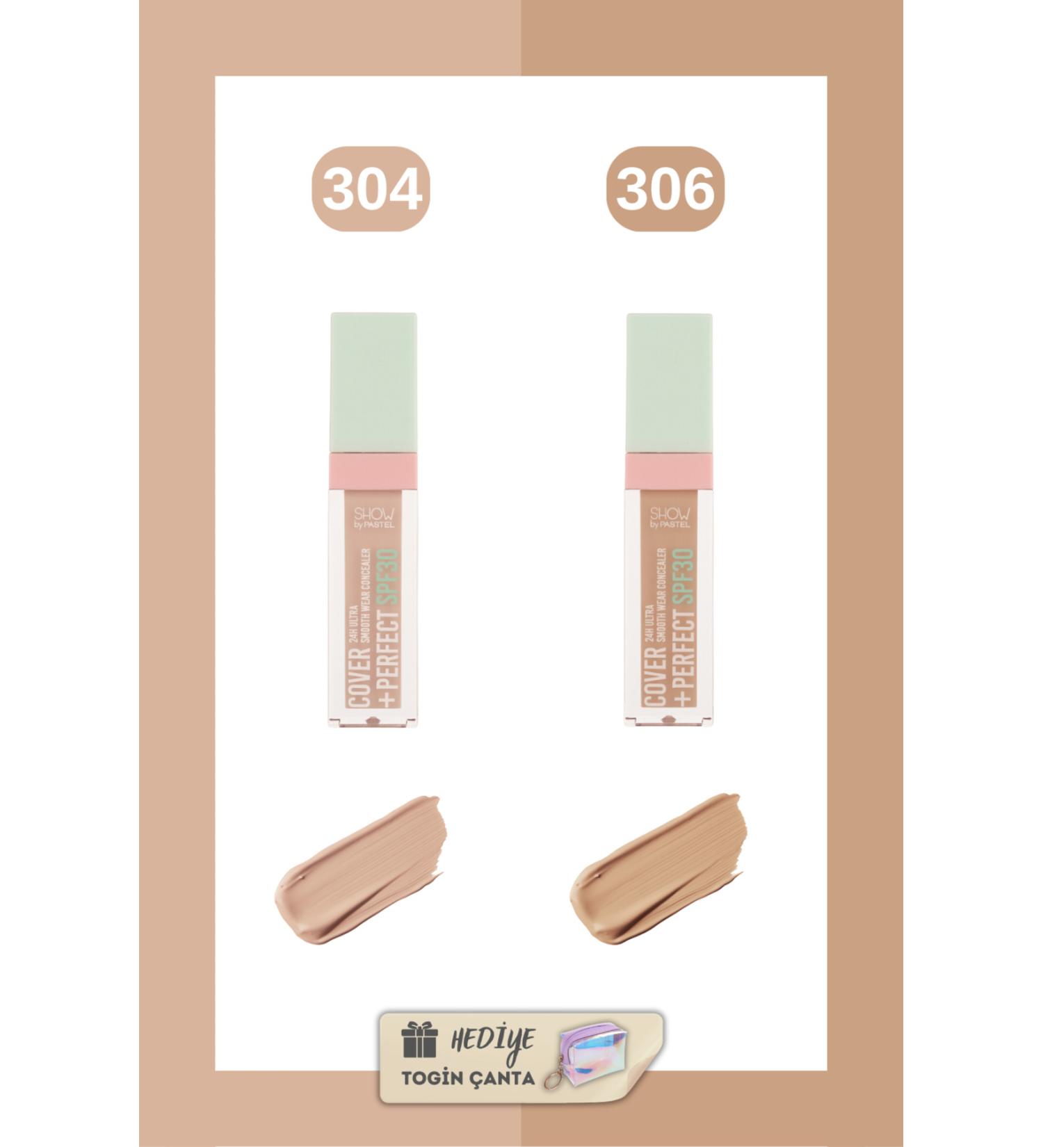 Show by Pastel Cover+Perfect Concealer SPF30 Ultra Concealer Set - Concealer 304 + 306 + Togin Bag Gift