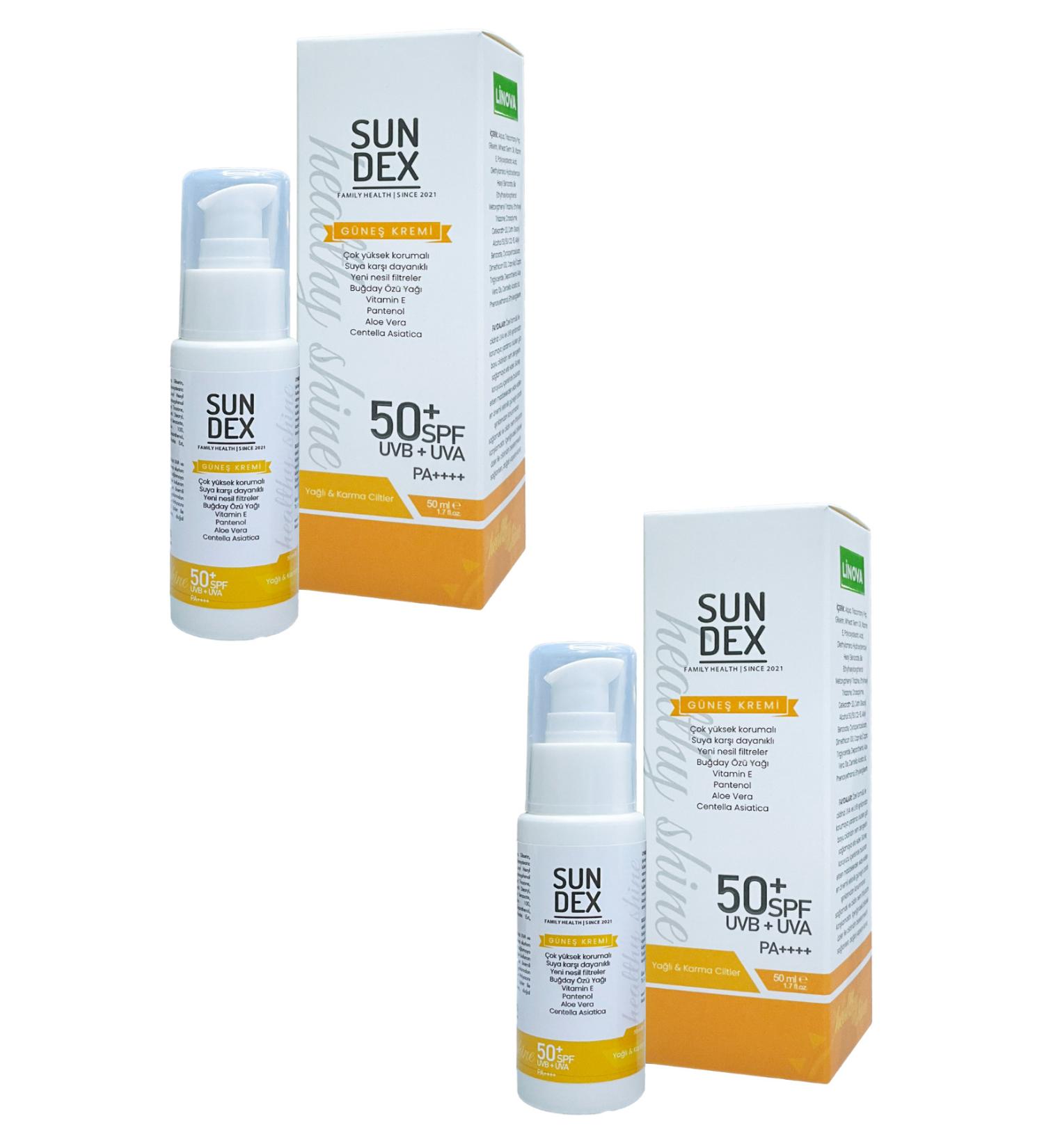 Sun Dex Family Health Since 2021 2-Pack Healthy Shine SPF 50+ Face Sunscreen Oily and Combination Skin 50 ml