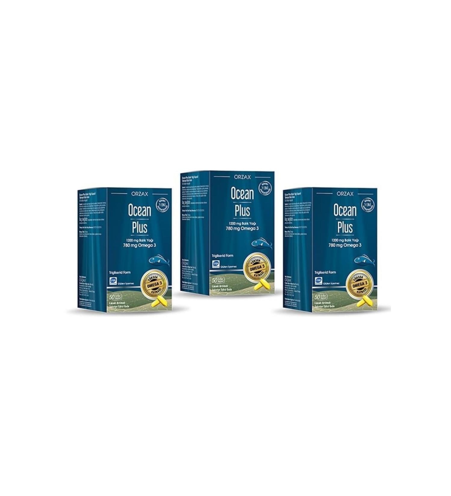 Orzax Ocean Plus 1200 mg 50 Capsules Fish Oil 3 PCS