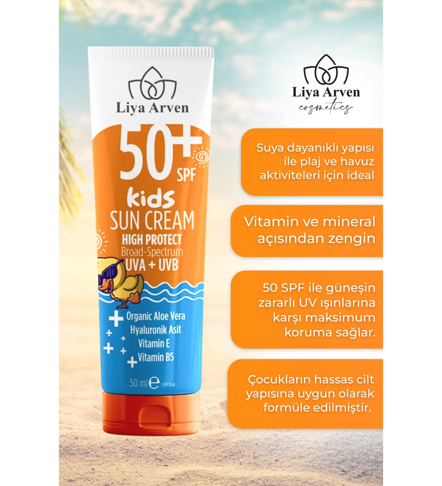 Liya Arven Sun Cream for Children 50spf - 50ml Sensitive and High Protection Sunscreen - Buy Online on GoSupps.com