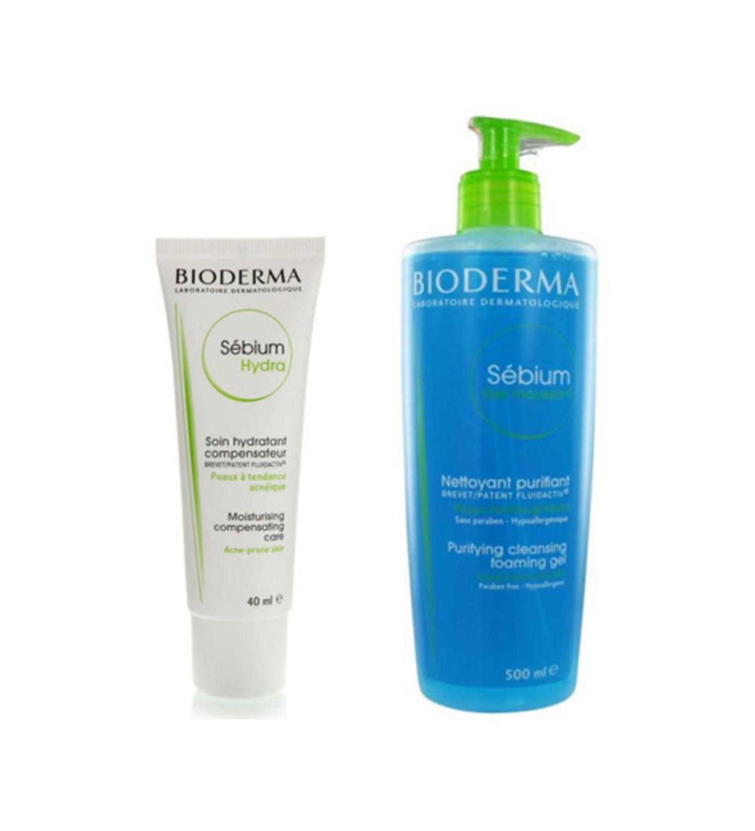 Bioderma Sebium Hydra Cream 40 ml Sebium Washing Gel 500 ml Acne Care Set 20191124001